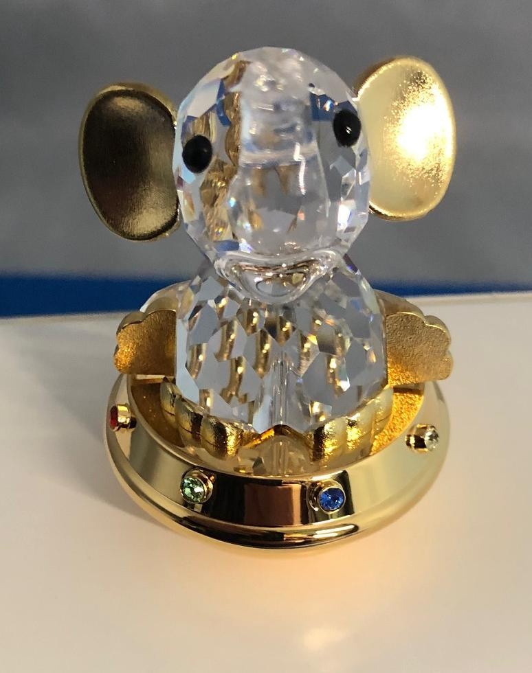 SWAROVSKI CRYSTAL MEMORIES GOLD TOY ELEPHANT, #253446, RETIRED, NEW IN BOX