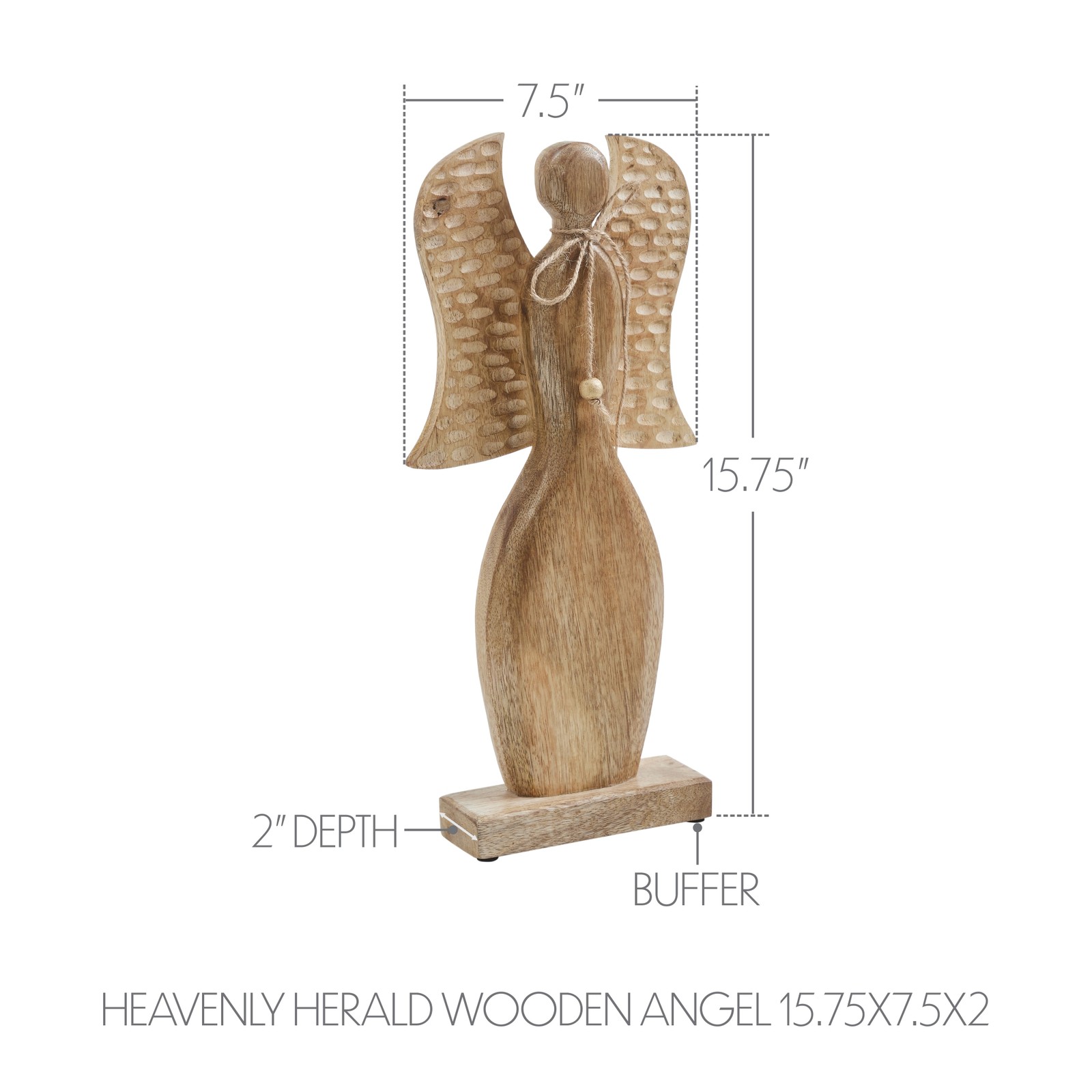 VHC Brands Heavenly Herald Wooden Angel 15.75×7.5×2
