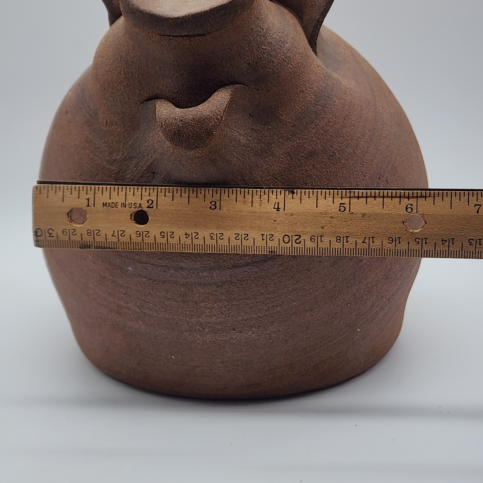 Harting Studio Pottery Piggy Bank Handmade USA Folk Art Stoneware Pig 10″ RARE
