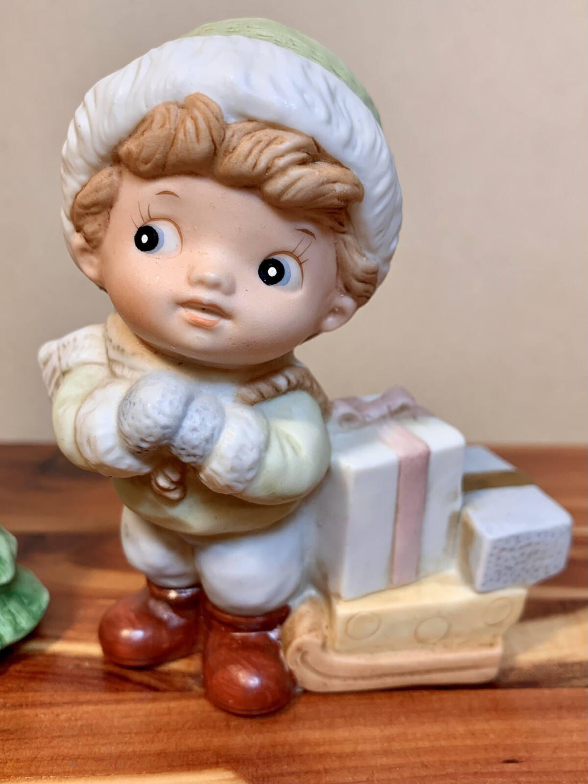 Vintage-HOMCO # 5556 Christmas BOY & GIRL FIGURINES(Set)-4″-EUC