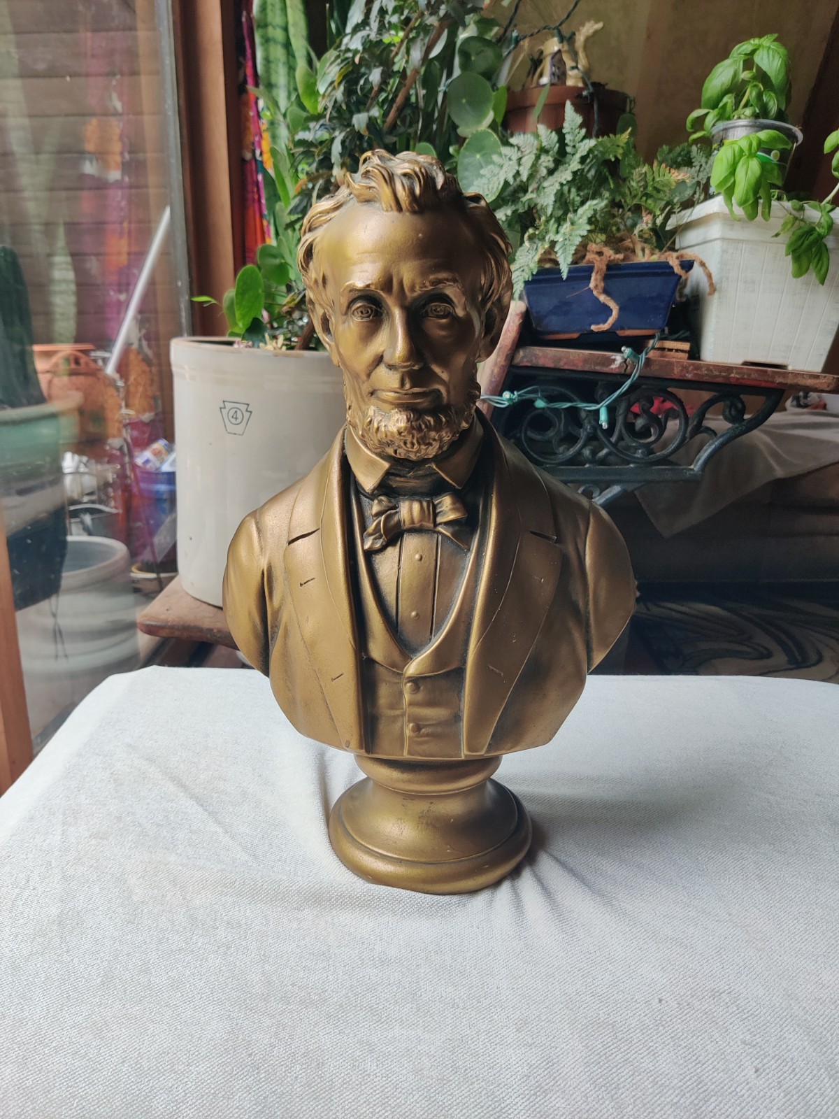 President Abraham Lincoln Bust 17″ Bronzed Chalkware VTG Large Alexander Backer