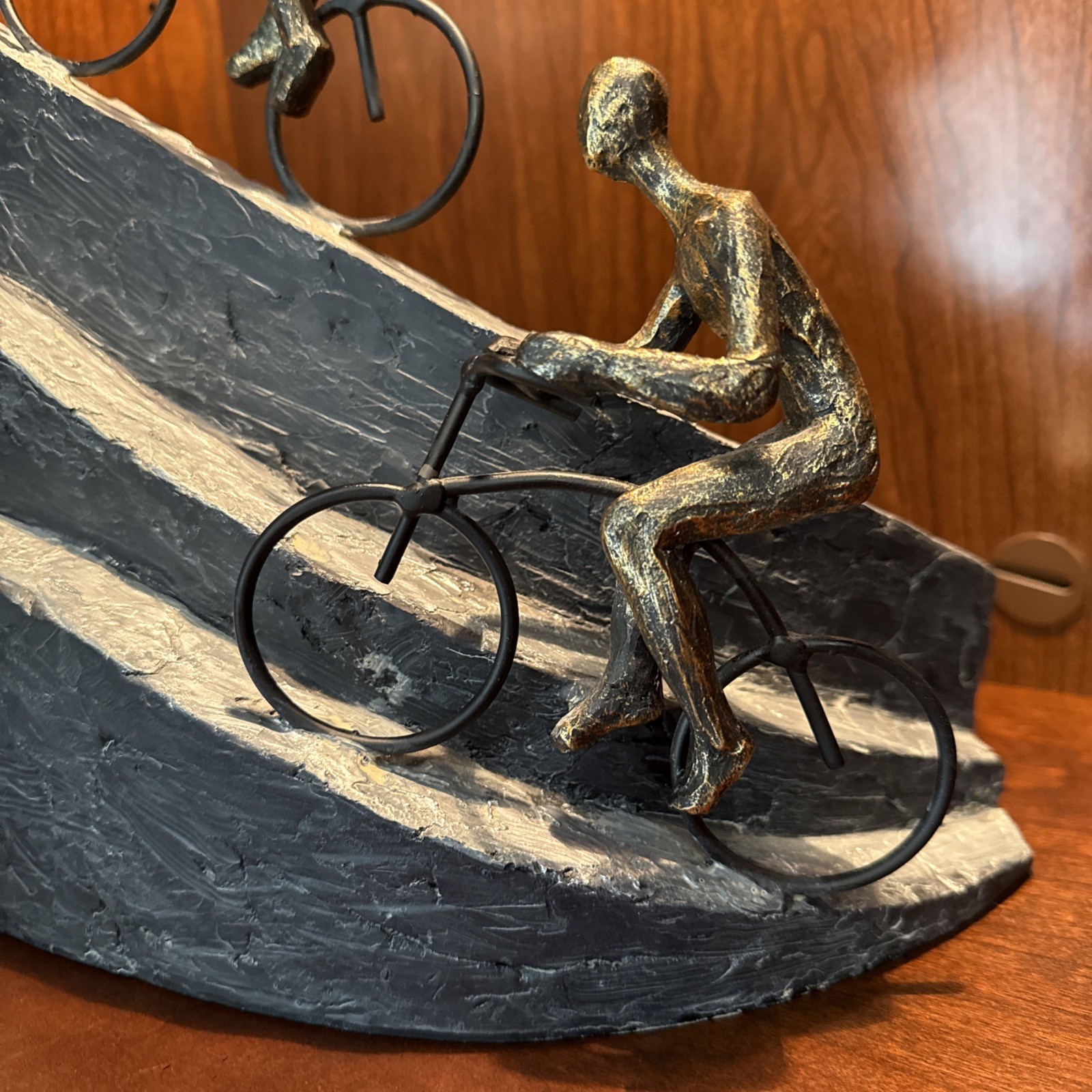 Mountain Bicyclist RACING Statue By Sagebrook Home Bronze Polynesian
