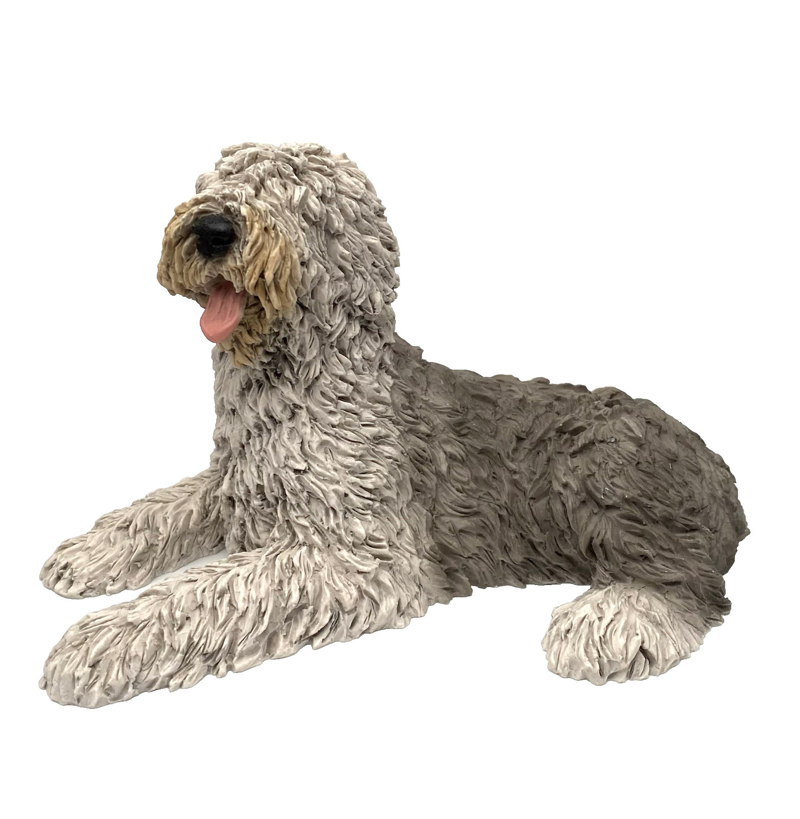 Vintage Castagna (Italy) Gray & White Large Old English Sheepdog, w/Sticker
