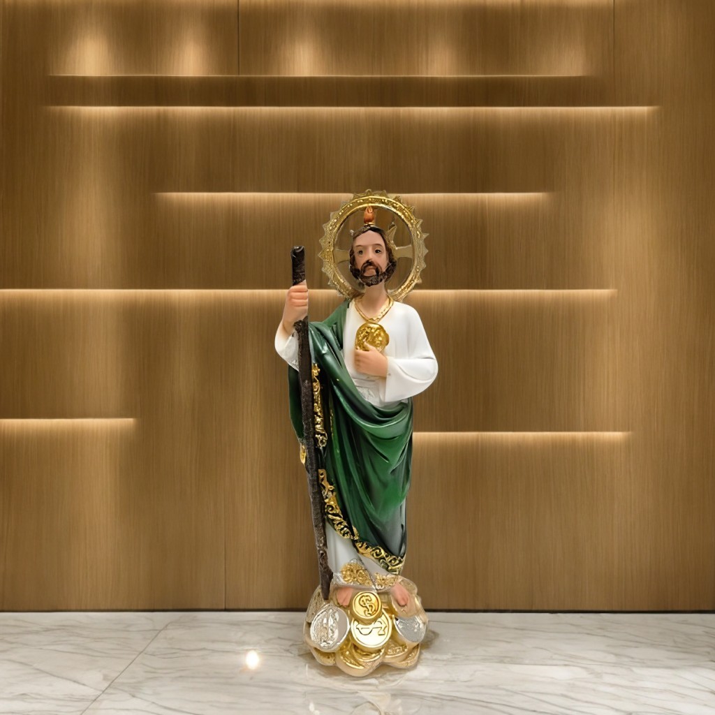 8″H Green and White Elegant Saint Jude Statue Figurine Ornament Home Decor