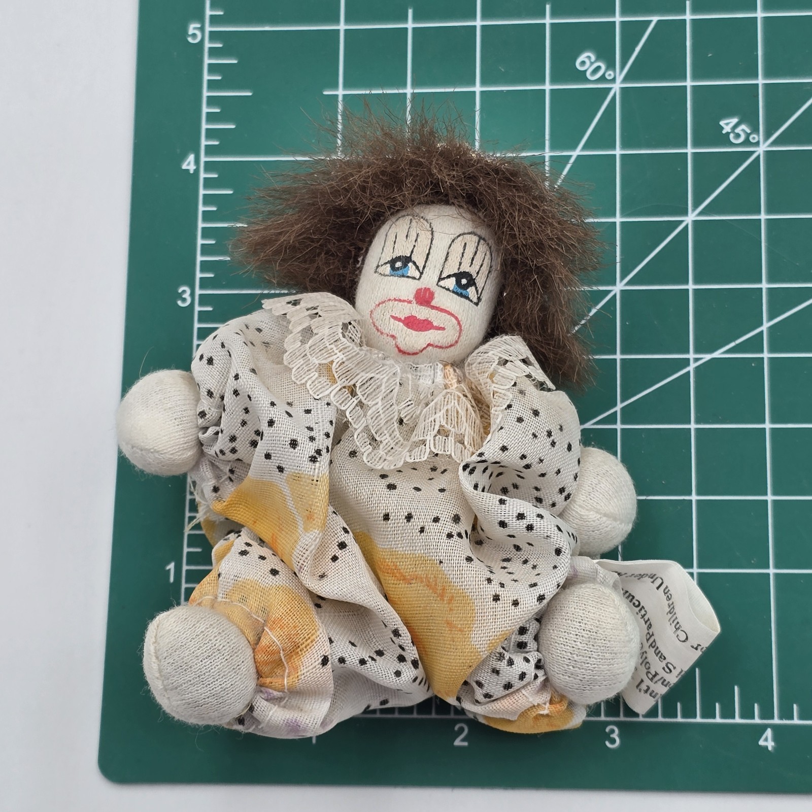 Vintage Shanghai Orient Artex Collectible 4″ Clown Doll Rare Shelf Sitter