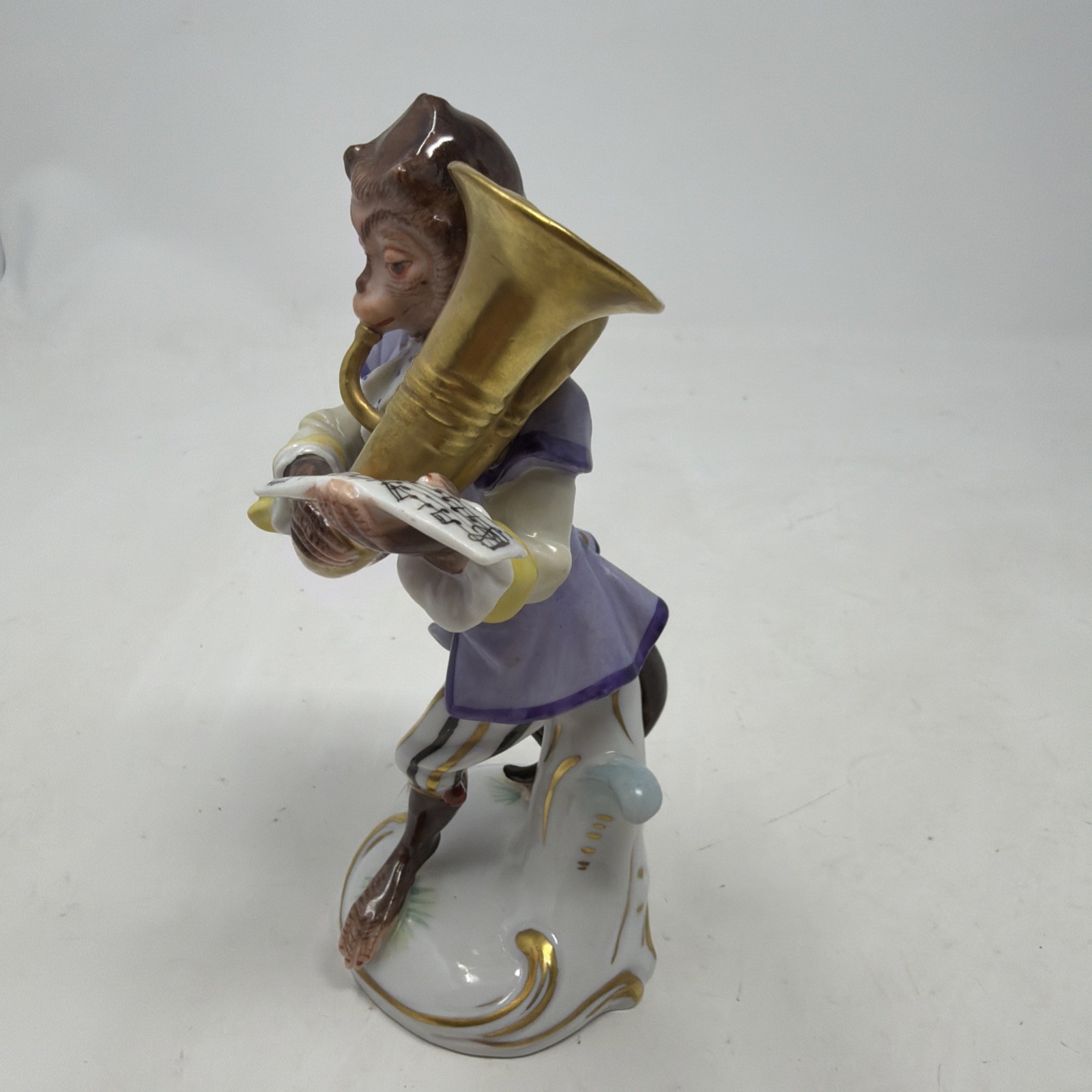 Antique Porcelain Monkey Band Double Bass Figure/Andreas Klötzer/Volkstedt/c1900