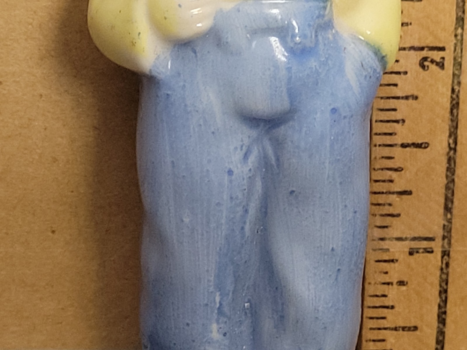 Vintage BOY IN YELLOW AND BLUE ceramic figurine MADE IN JAPAN