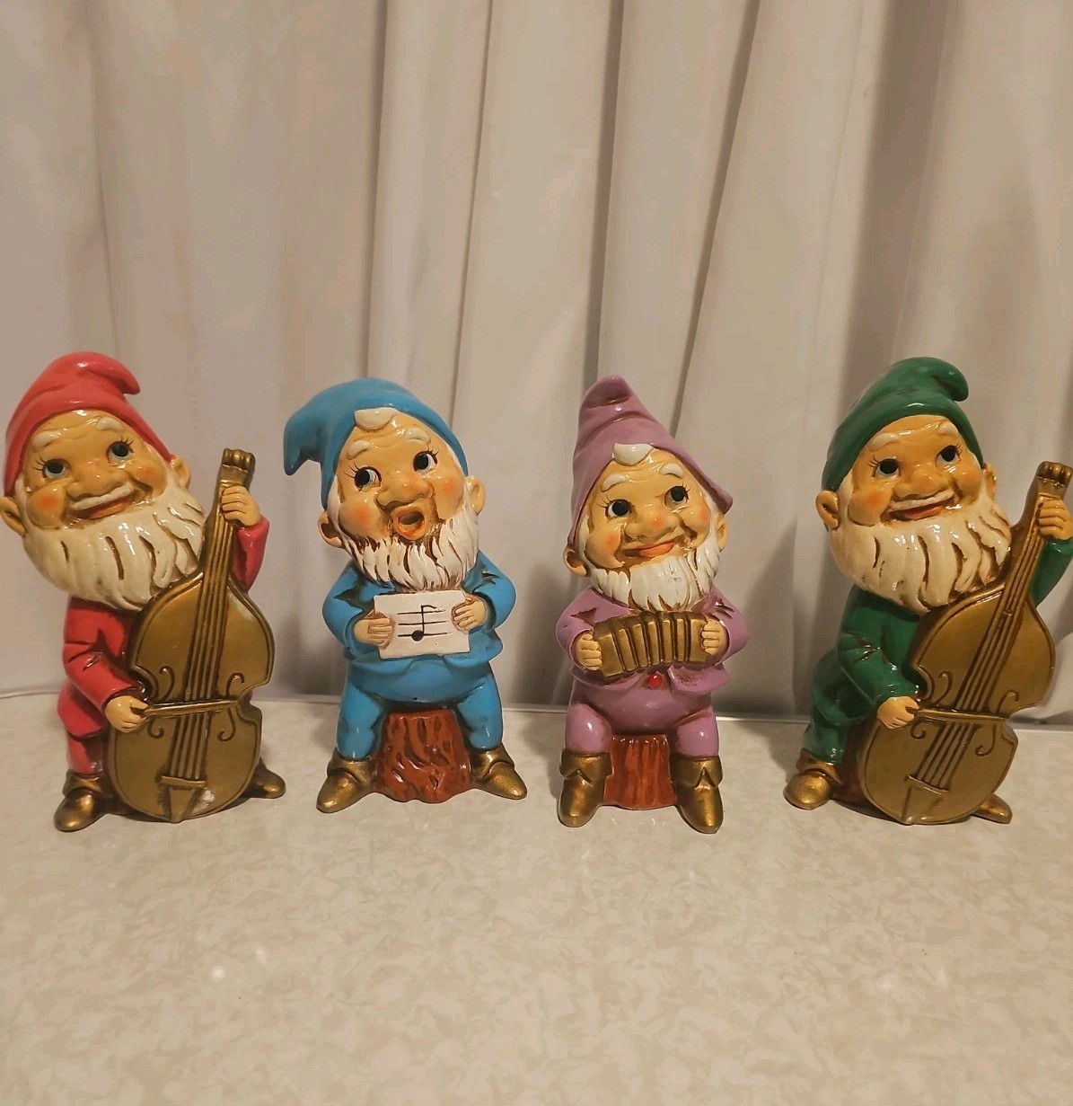 4 Handmade elfs Playing instruments from japan 6″ Tall