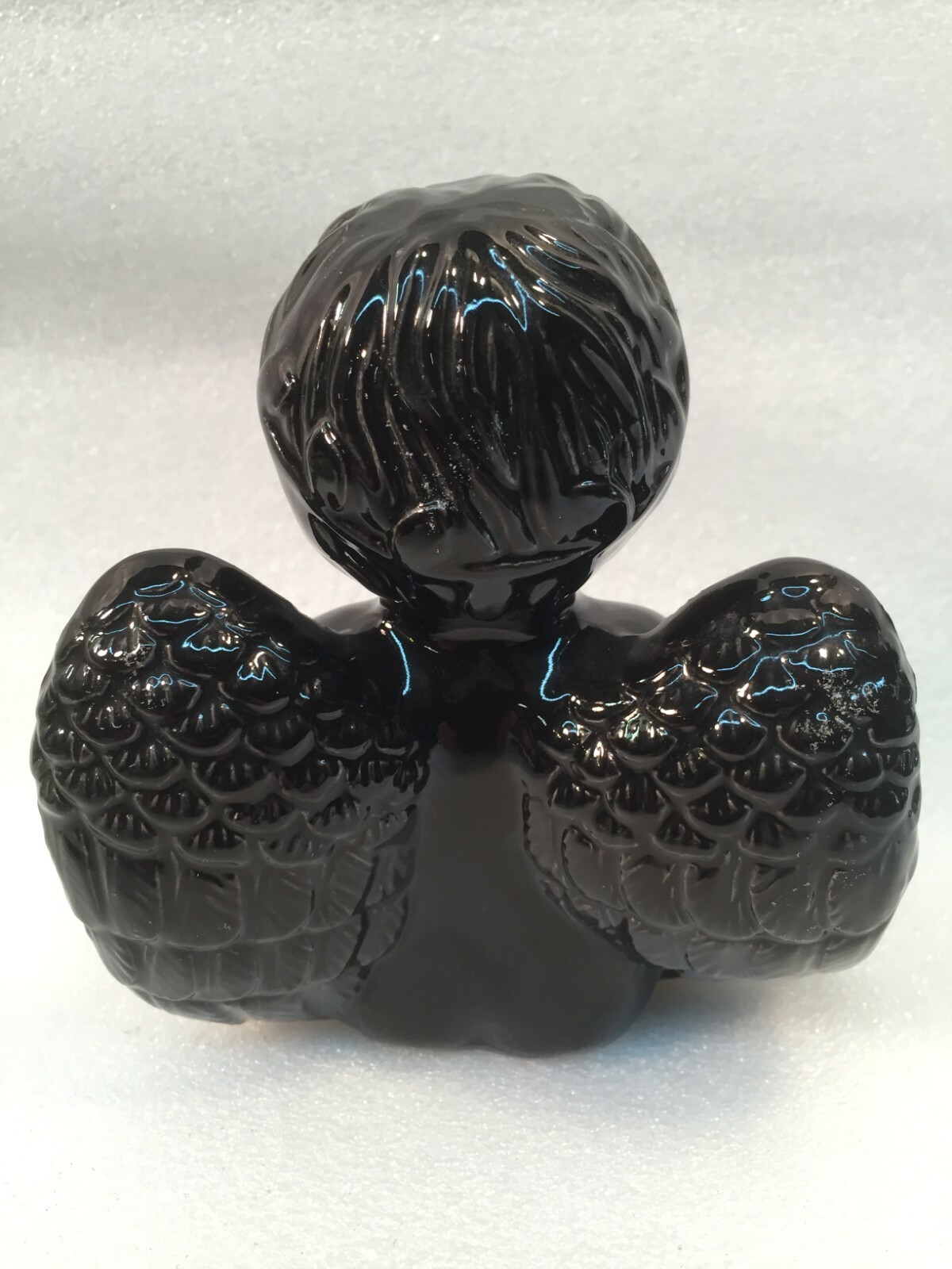 Praying Child Angel Figurine Black Shiny Finish