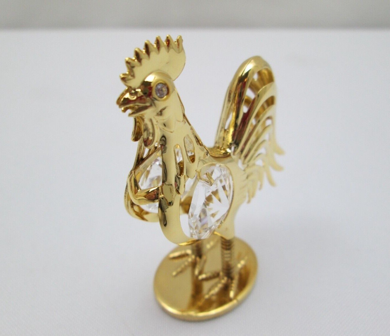 24K Gold Plated Rooster with Swarovski Crystals Figurine Ornament