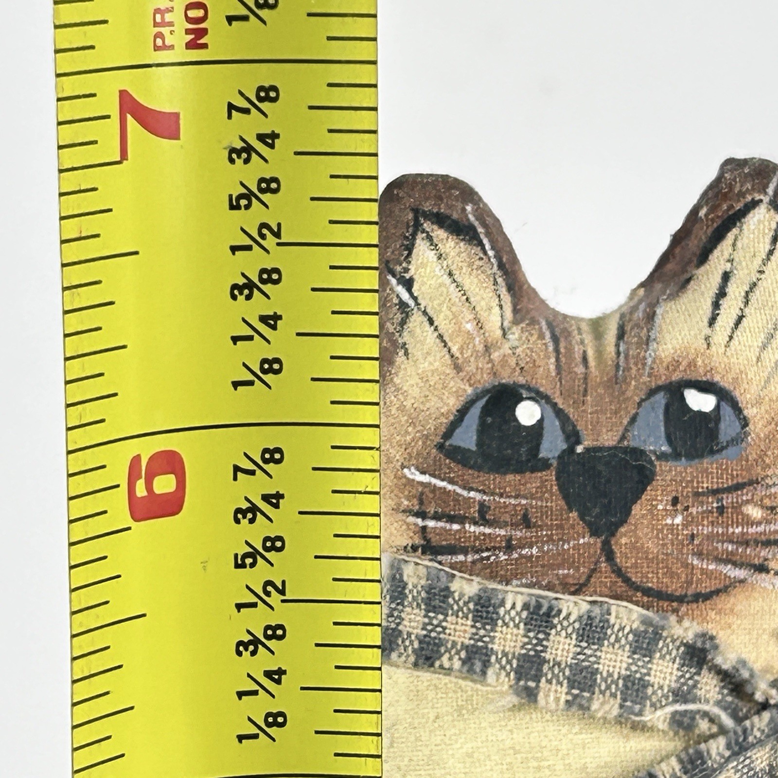 Vintage 1997 Hand Painted Canvas Cat Artist Signed Folk Art Figure 6.75″
