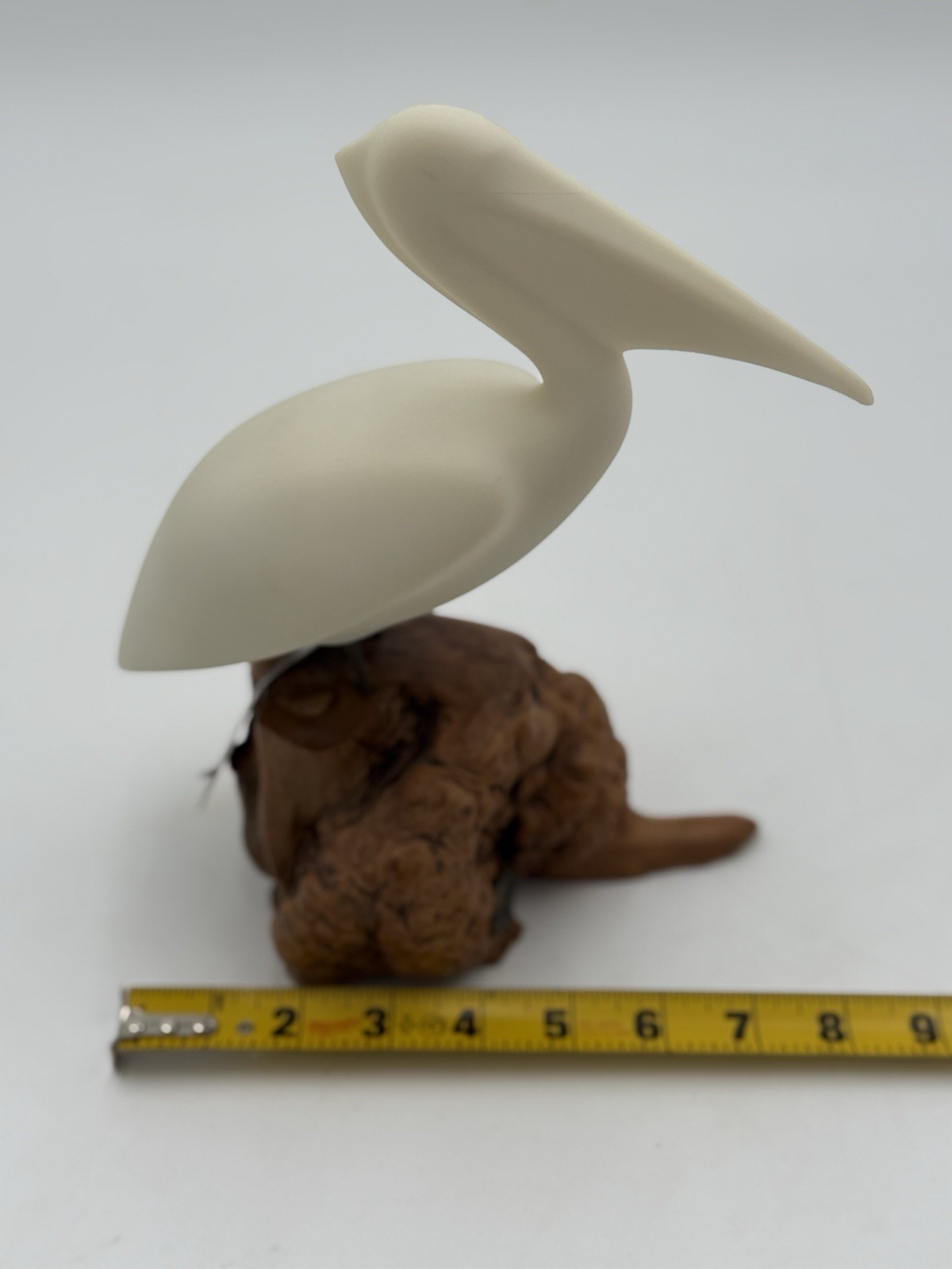Vintage Authentic John Perry Pelican Bird On Burl Wood Statue Sculpture