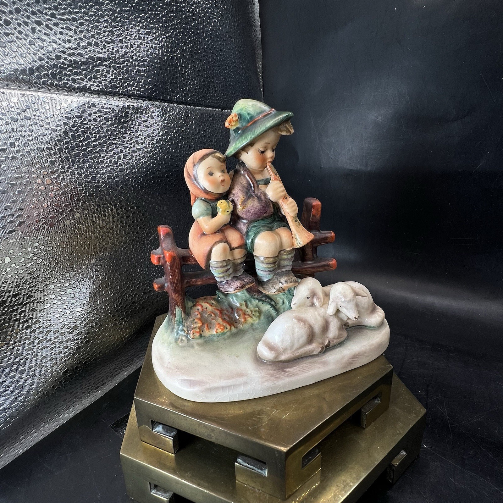 Vintage Hummel #99 EVENTIDE Figurine Boy Girl Fence Lambs Flute Full Bee