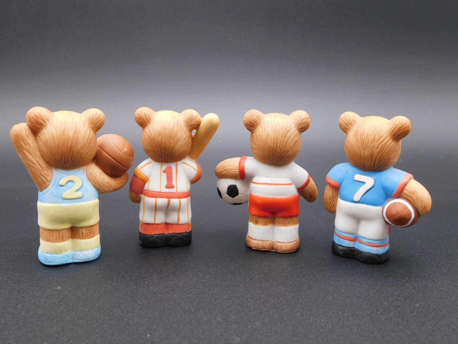 Homco #1408 Sports Bears Figurines – Baseball, Football, Soccer – 2.5” – Vintage