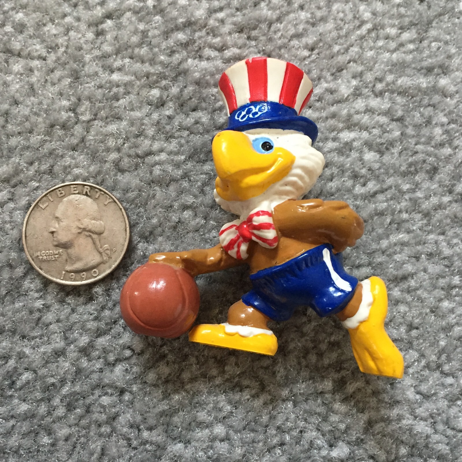 Vintage 1984 LA Olympic Com Sam Eagle Mascot PVC Figure Toy Basketball Bernie Co