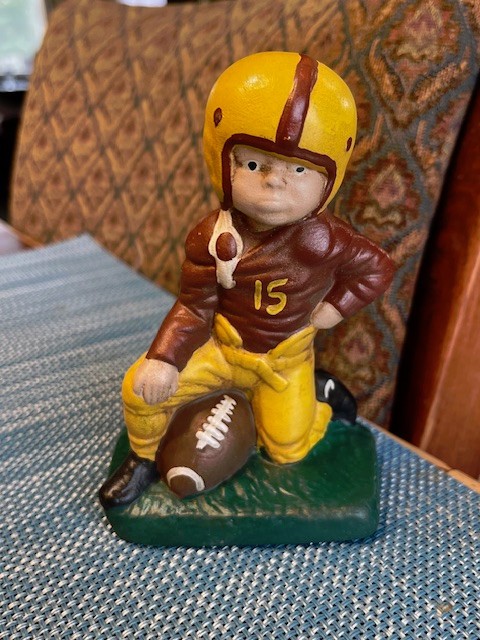 VINTAGE Football Figurines Ceramic HandPainted in NFL Washington Redskins Colors