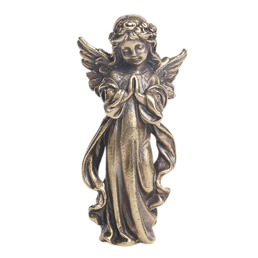 Solid Brass Angel Figurine Mini Angel Statue Figurines House Office Decor Gift