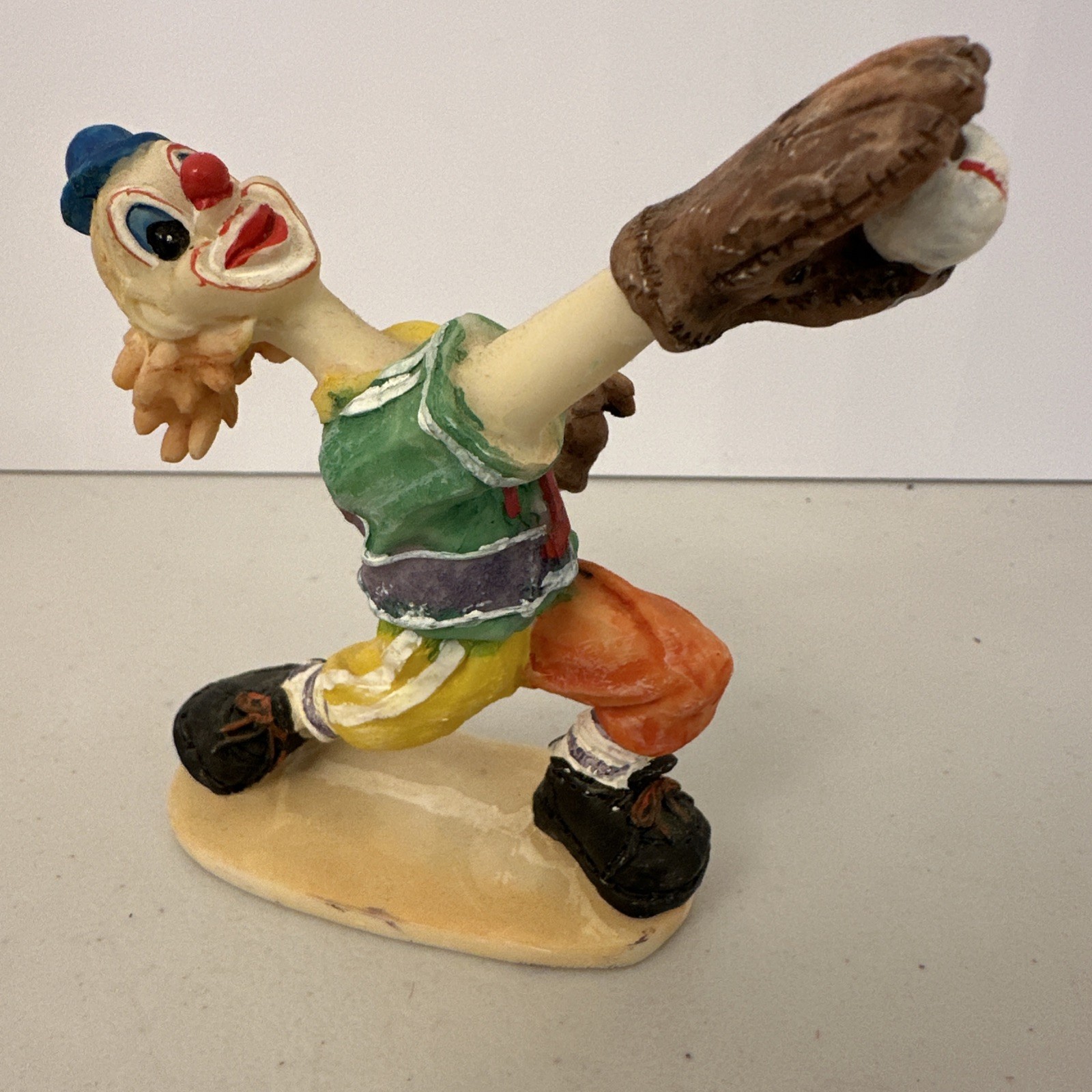 Vintage Set Of 3 Sports Clowns Baseball Soccer Resin 4”