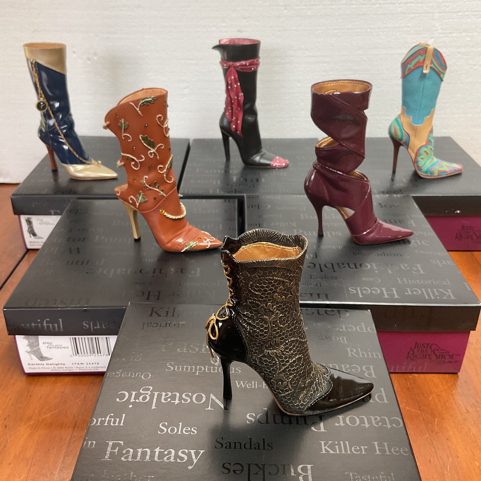 Lot of 6 Just the Right Shoe by Raine Collectible Boots w/ Boxes & COAs