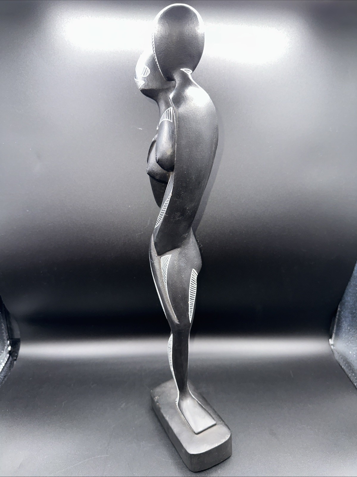 ABSTRACT NUDE INDONESIA HAND-CARVED BLACK HARDWOOD MAN WOMAN EMBRACE KISS