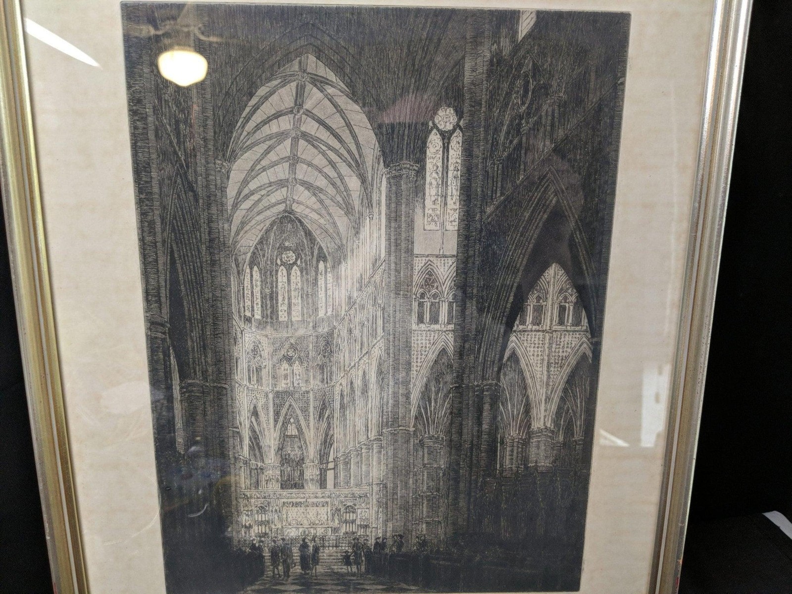 Alfred J Bennett(1861-1923) British Pencil Signed Engraving Westminster Abbey