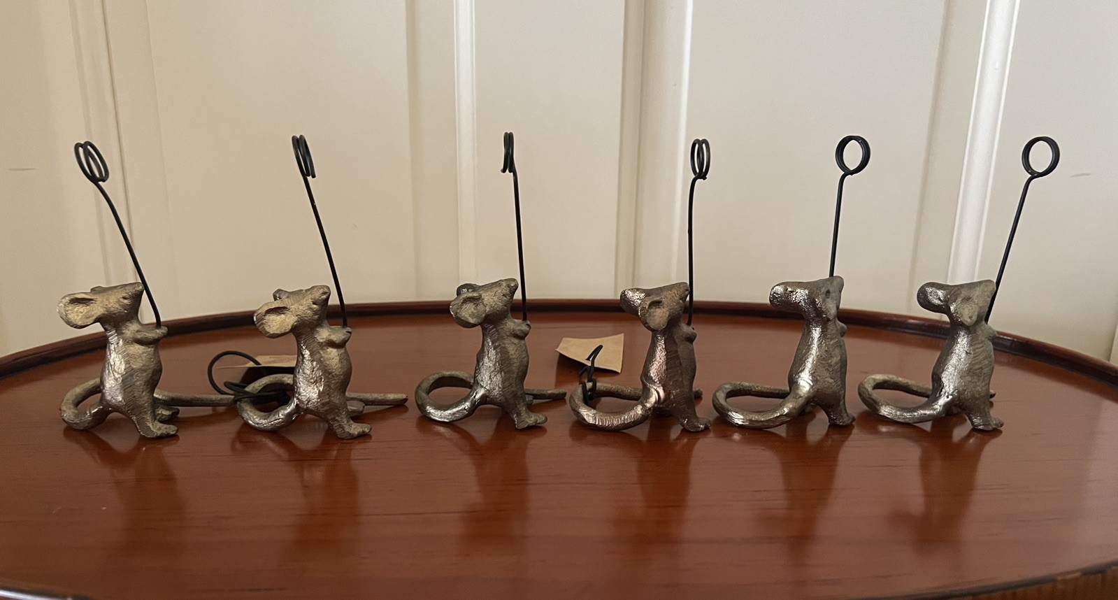 Cast Iron Mouse Place Card Holder Figurine’s Set Of 6 Creative Co-Op India Gold