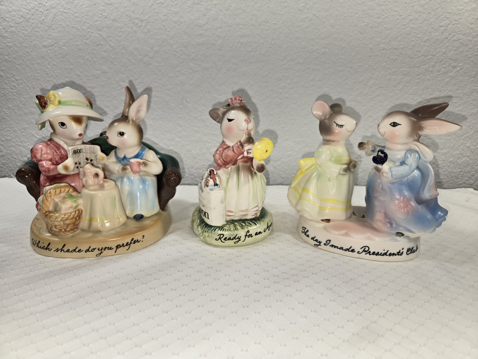 Avon Lady Rabbit Mouse Anthropomorph Figures President’s Club Awards Japan