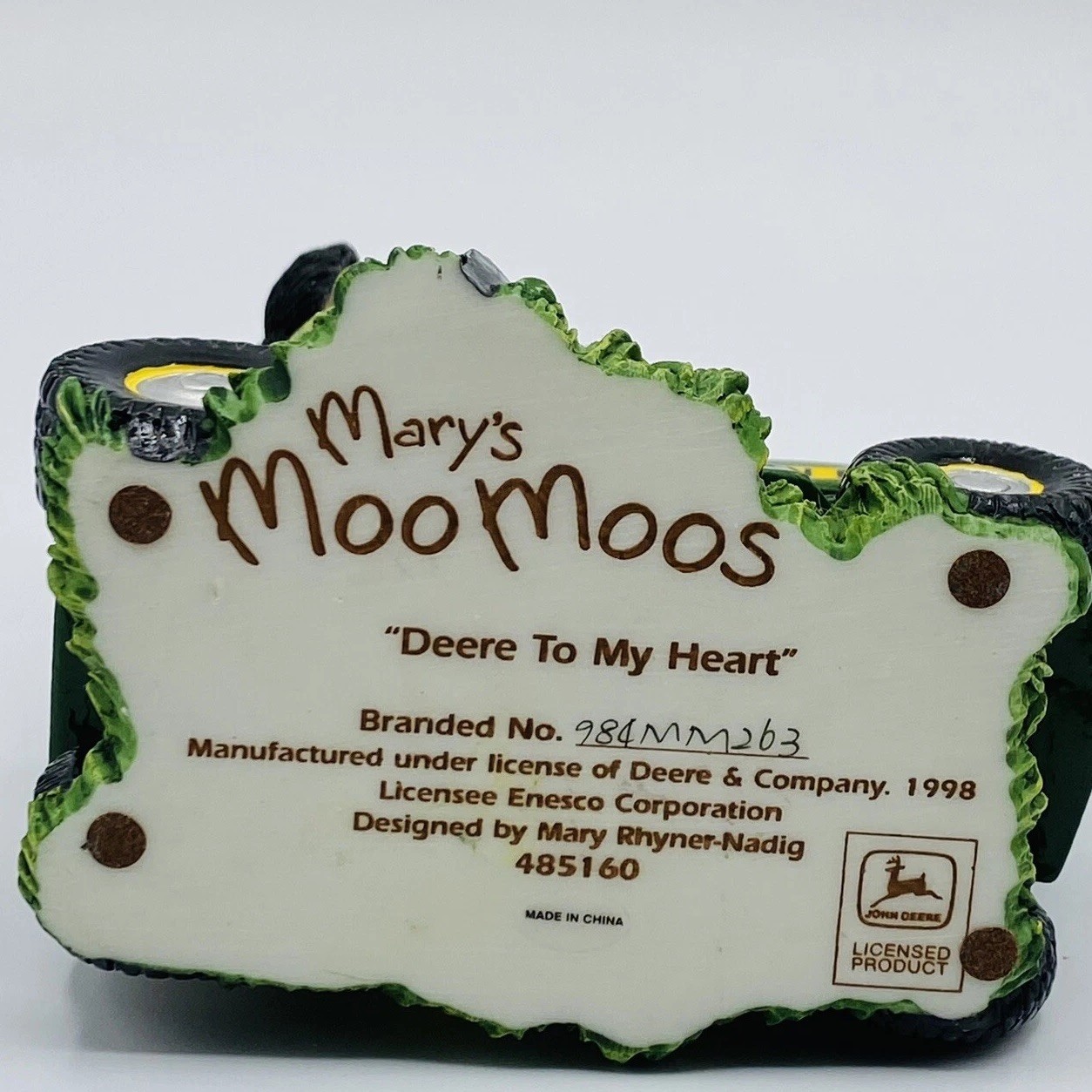 Vintage 1998 Marys Moo Moos ‘Deere to My Heart’ Figurine Enesco Tractor 485160