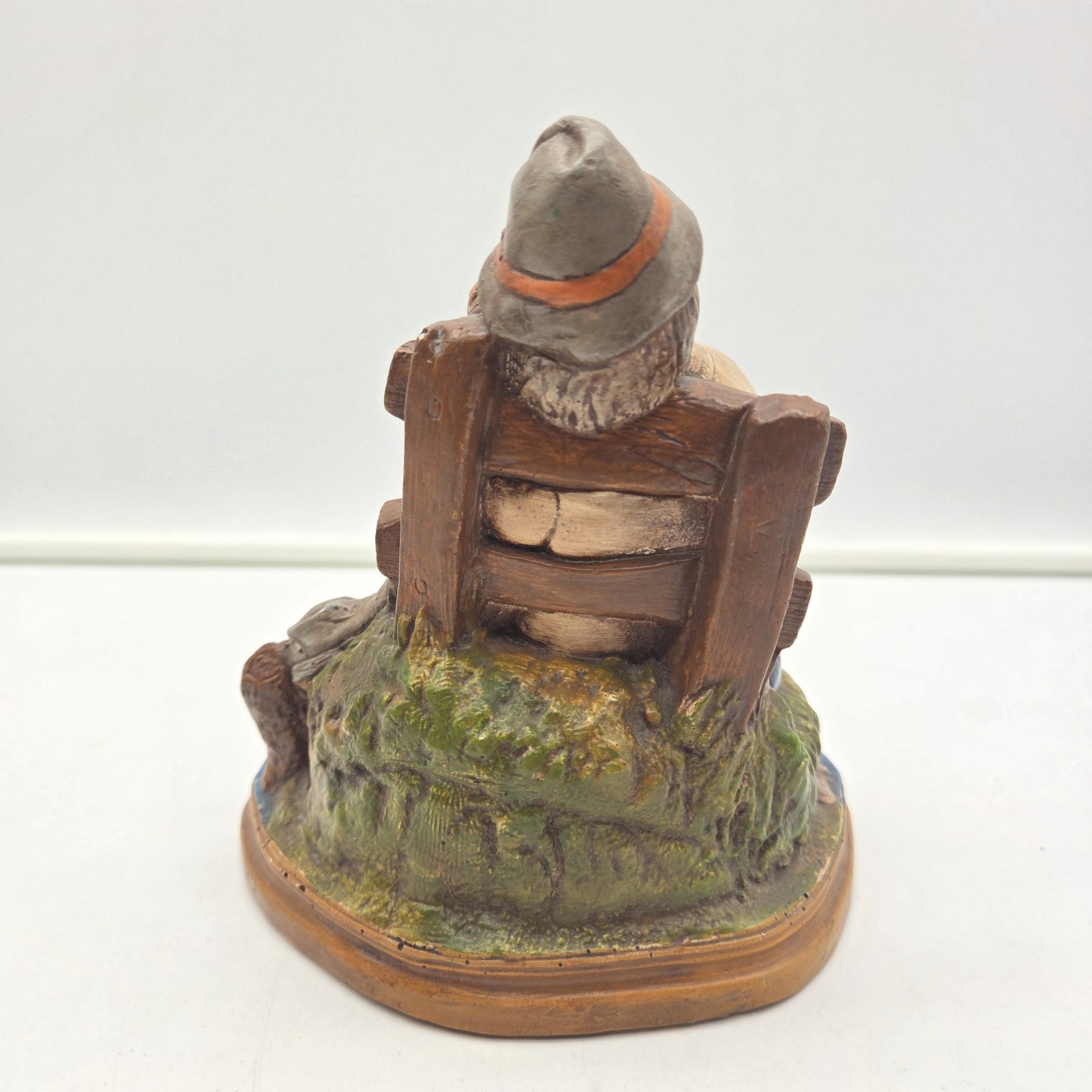 Vintage 1980’s Naturecraft Style Ceramic Figurine Seated Man Folk Art Mold 6”