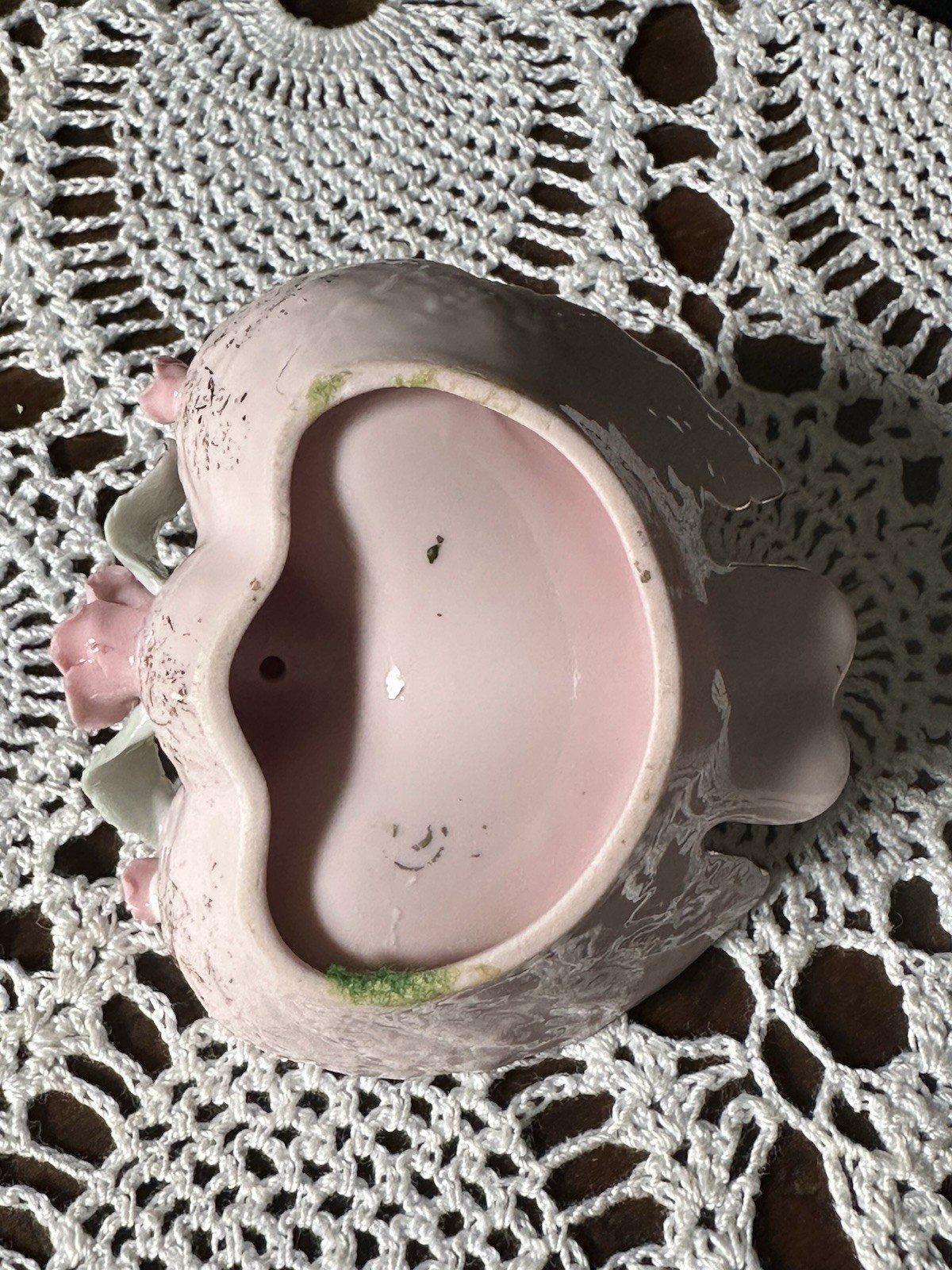 Vintage Lefton China Pink Swan Ring Dish