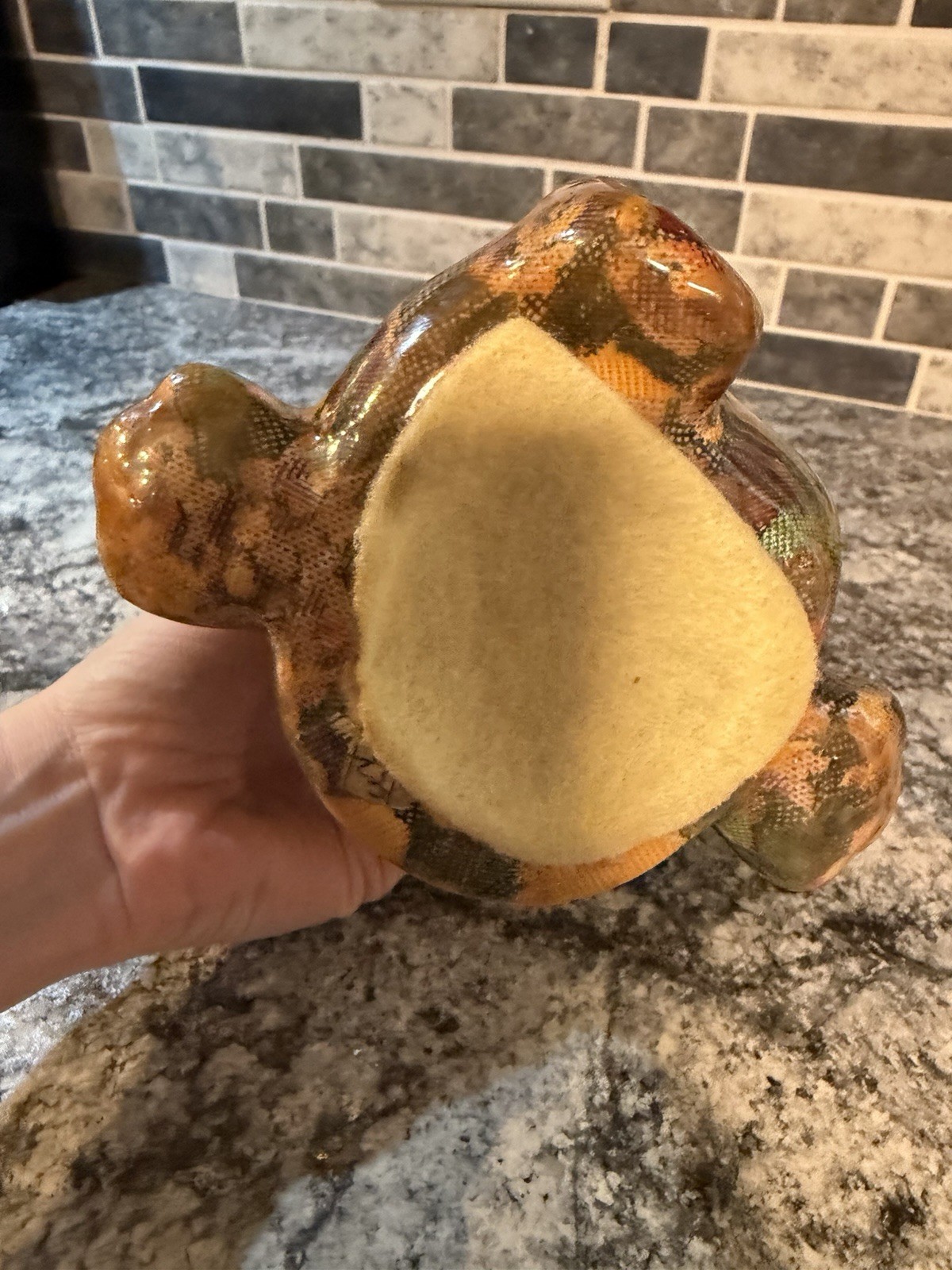Vintage floral patchwork sitting bear figurine statue home decor Decoupage