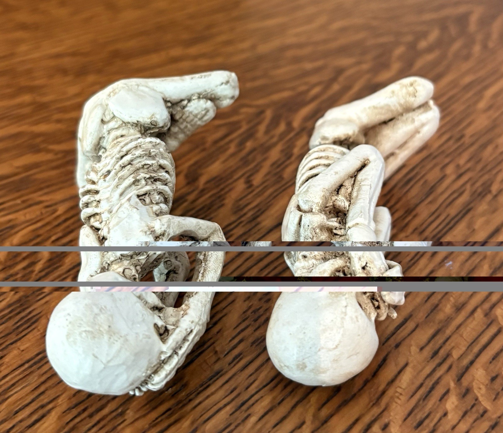 See Speak No Evil Resin Skeleton Figurines 2.75″ Mini Decor 2 Pc Set Halloween