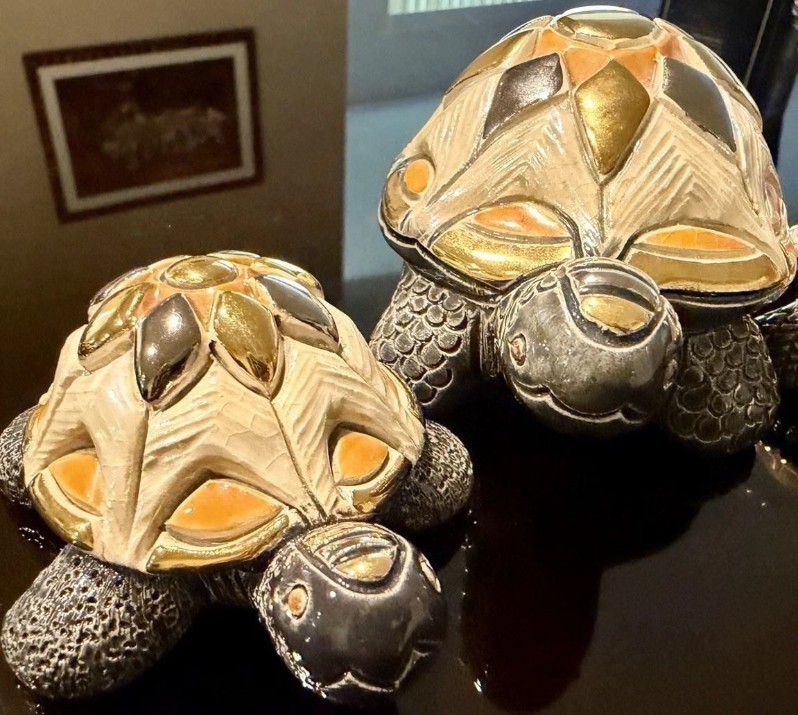 aR Artesania Rinconada Galapagos Tortoise Turtles 733 Family Rare Mom & Baby Box
