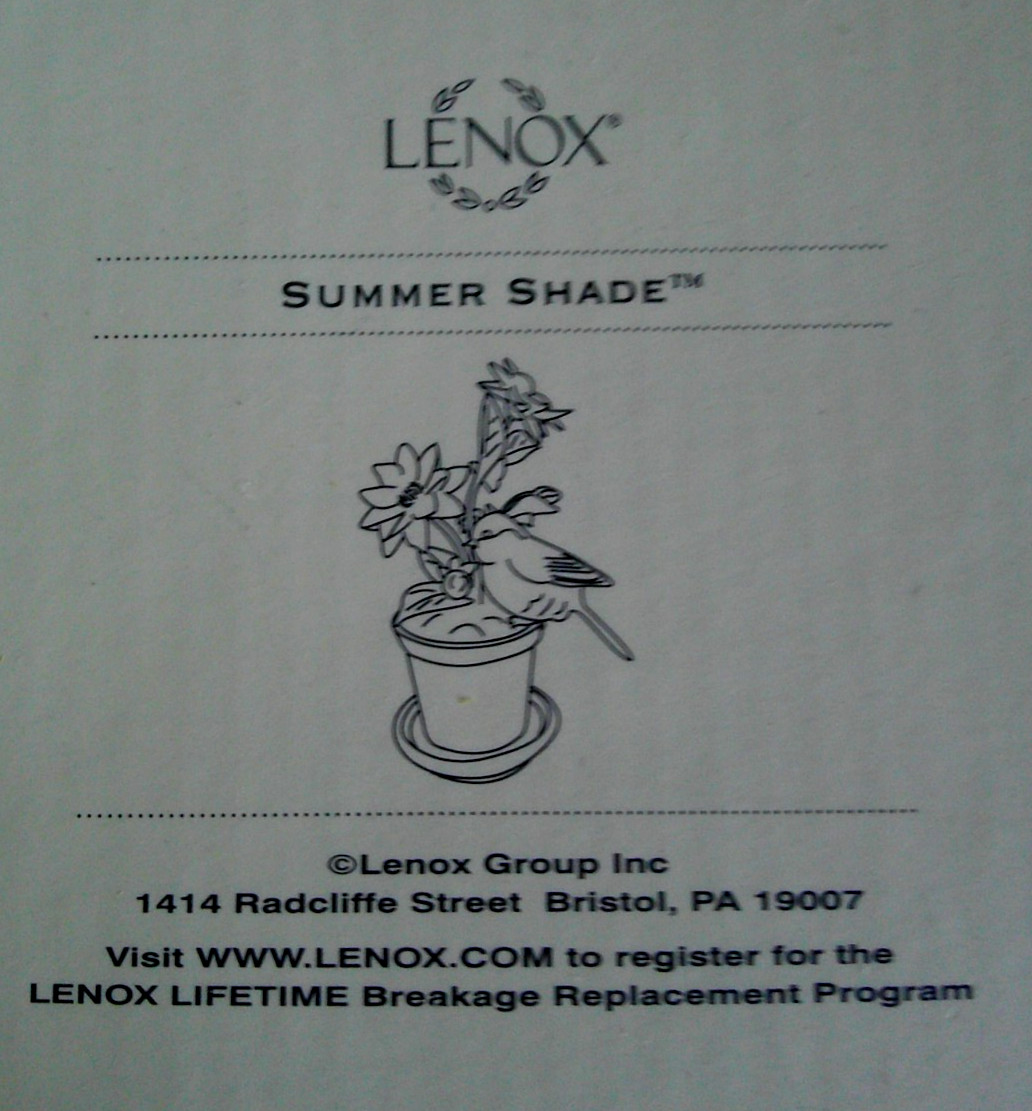 LENOX “Cottage Garden Collection” – “Summer Shade” – Chickadee – #774587- NEW