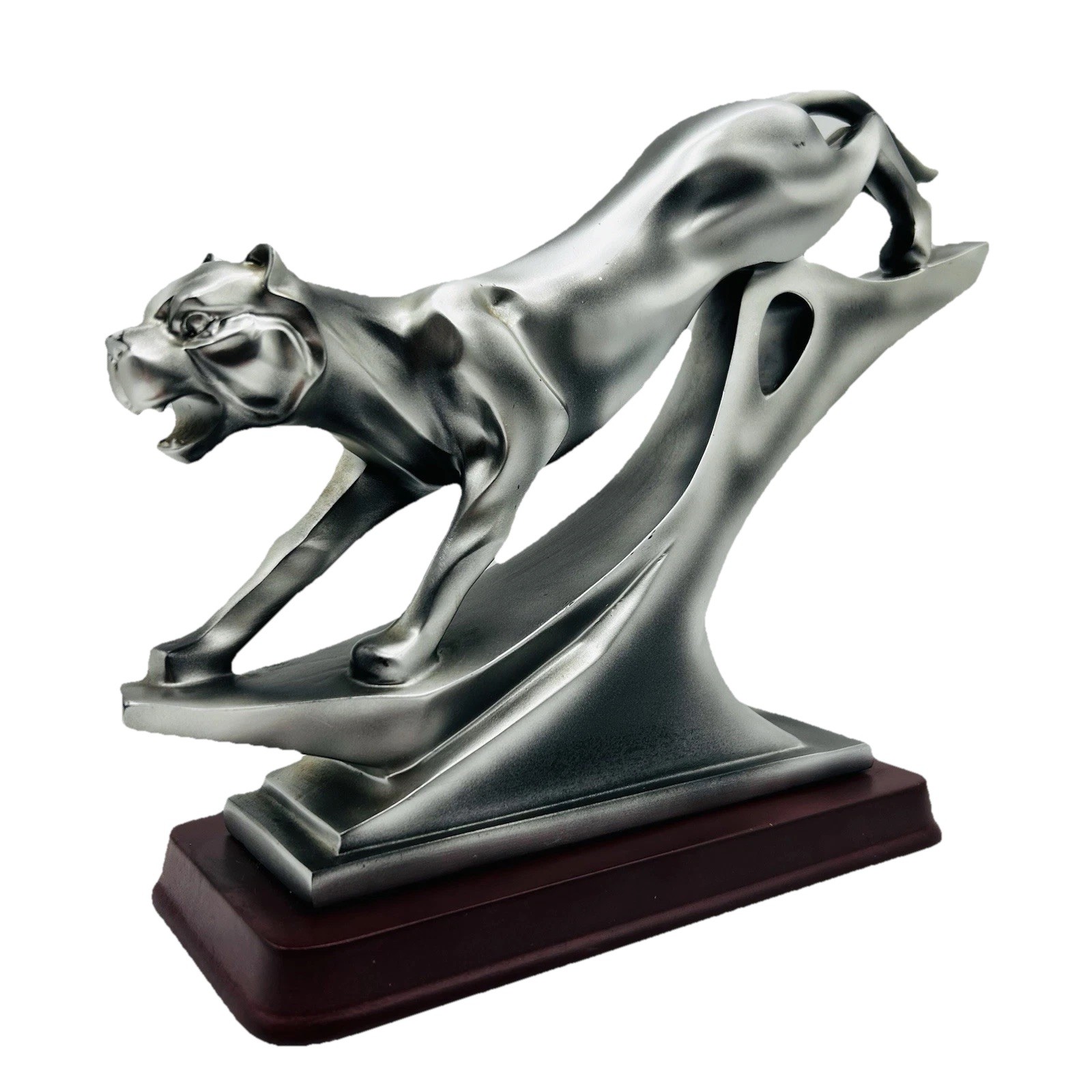 Herco Panther Puma Sculpture Modern Art Deco Style Silver Tone Figurine
