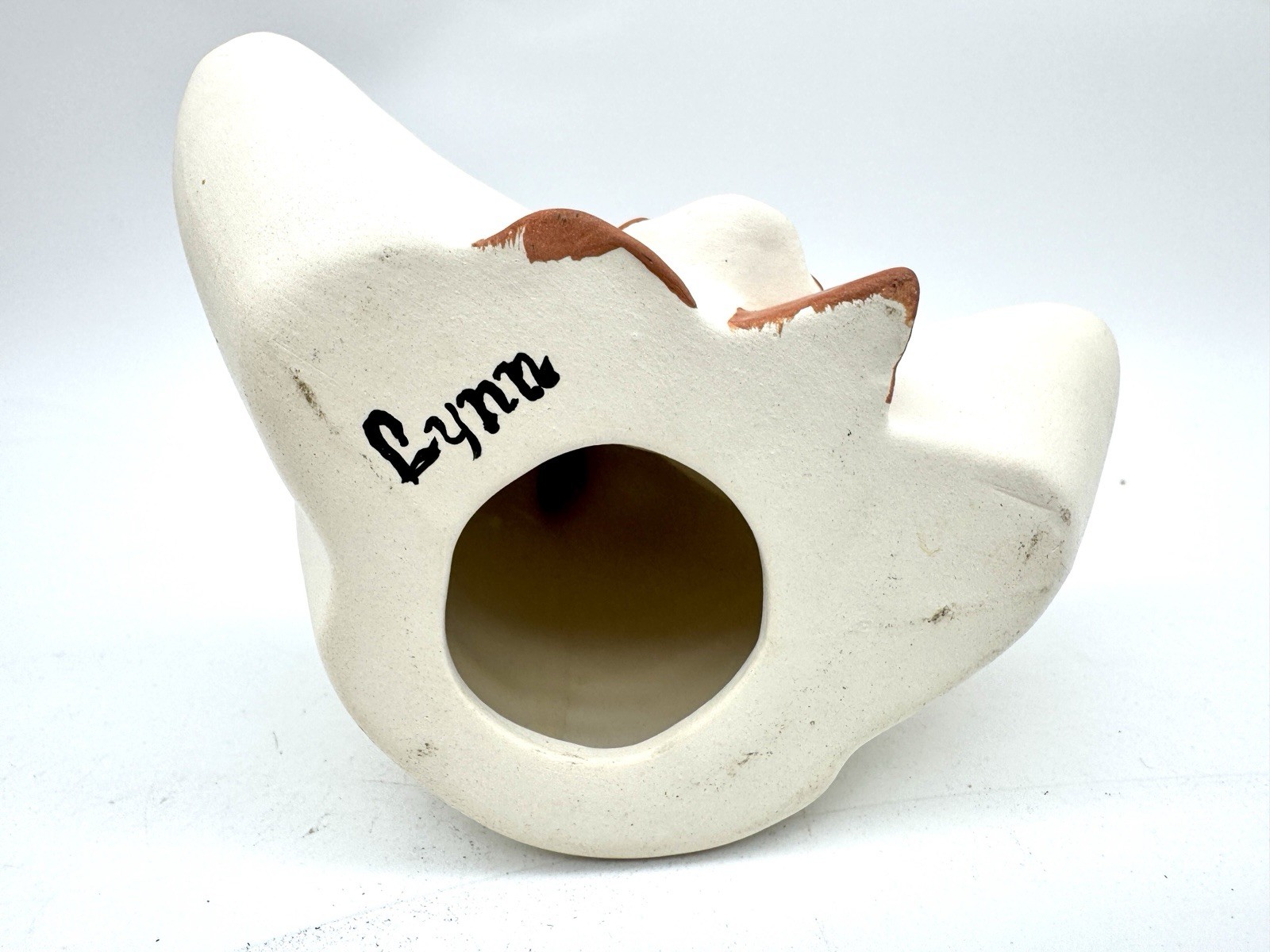 Signed Southwest Ceramic Figurine — Seated Native Woman w/ Chili Peppers -Lynn