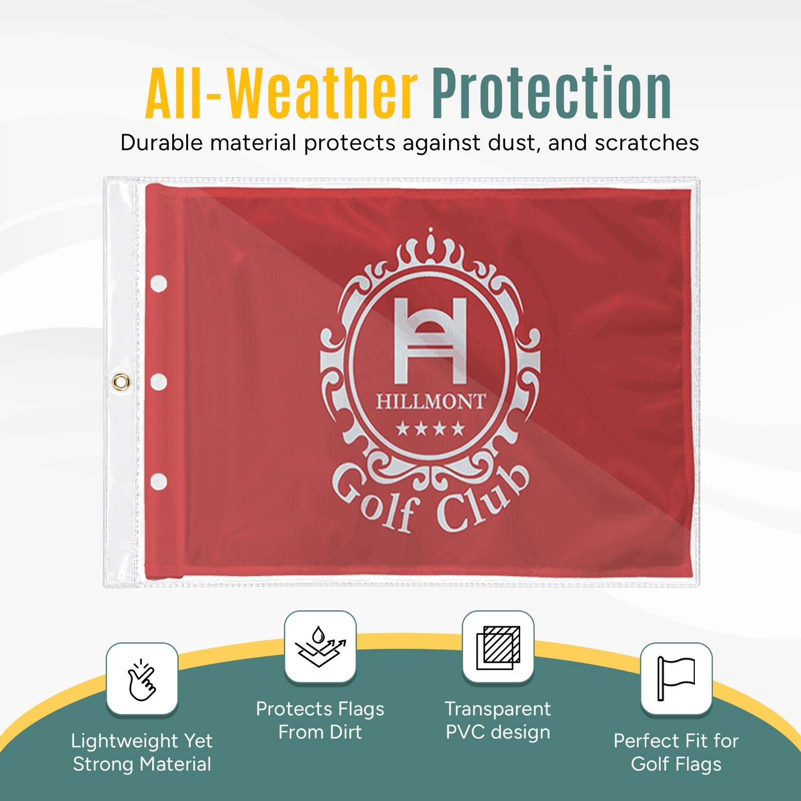 Golf Flag Protector Clear Display Cover 18×13 for Masters & Signed Flags UV Safe