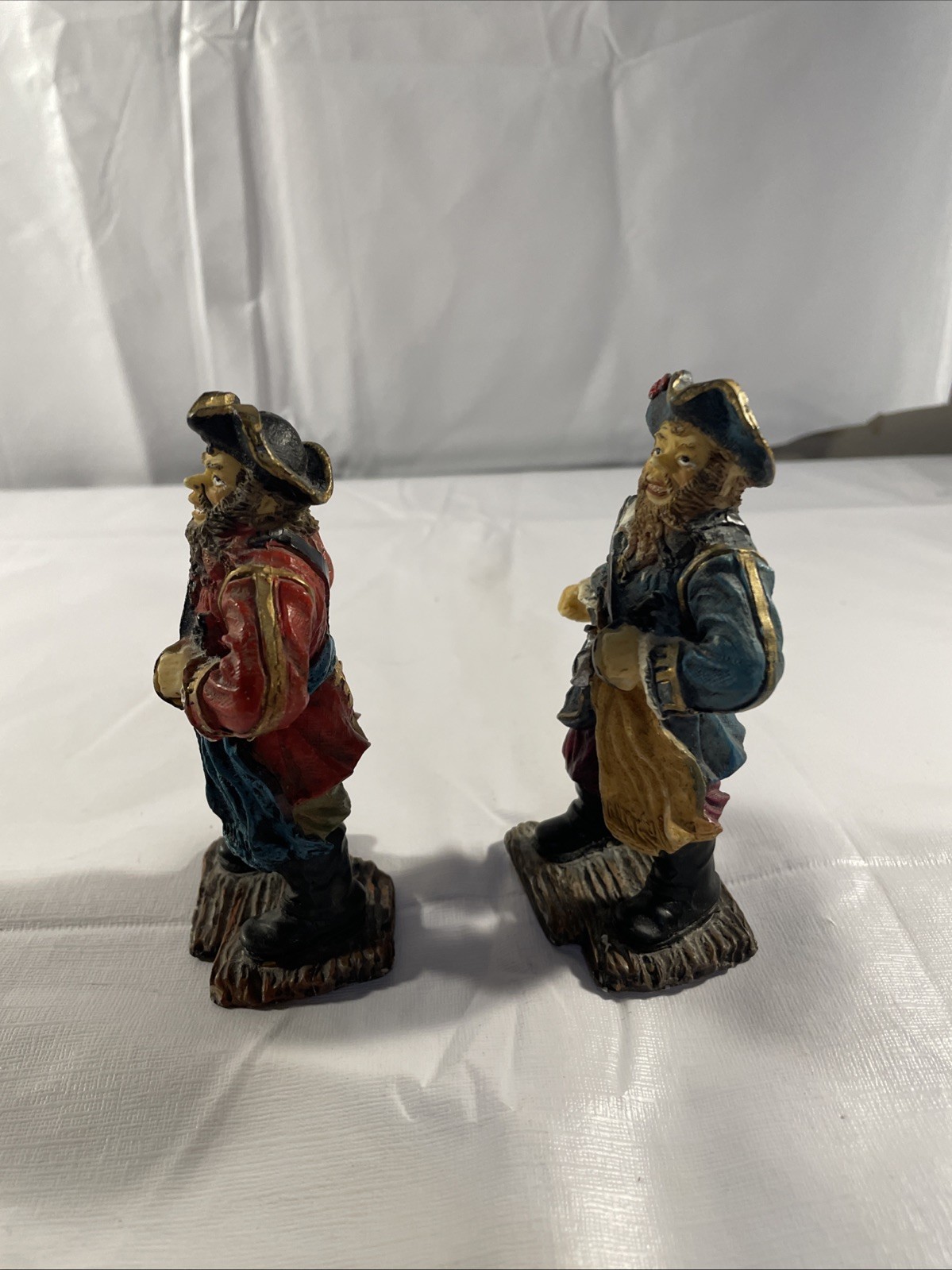 Vintage Pirate Figurines Set of 2 Blue And Red Swashbucklers 4.75 Inch