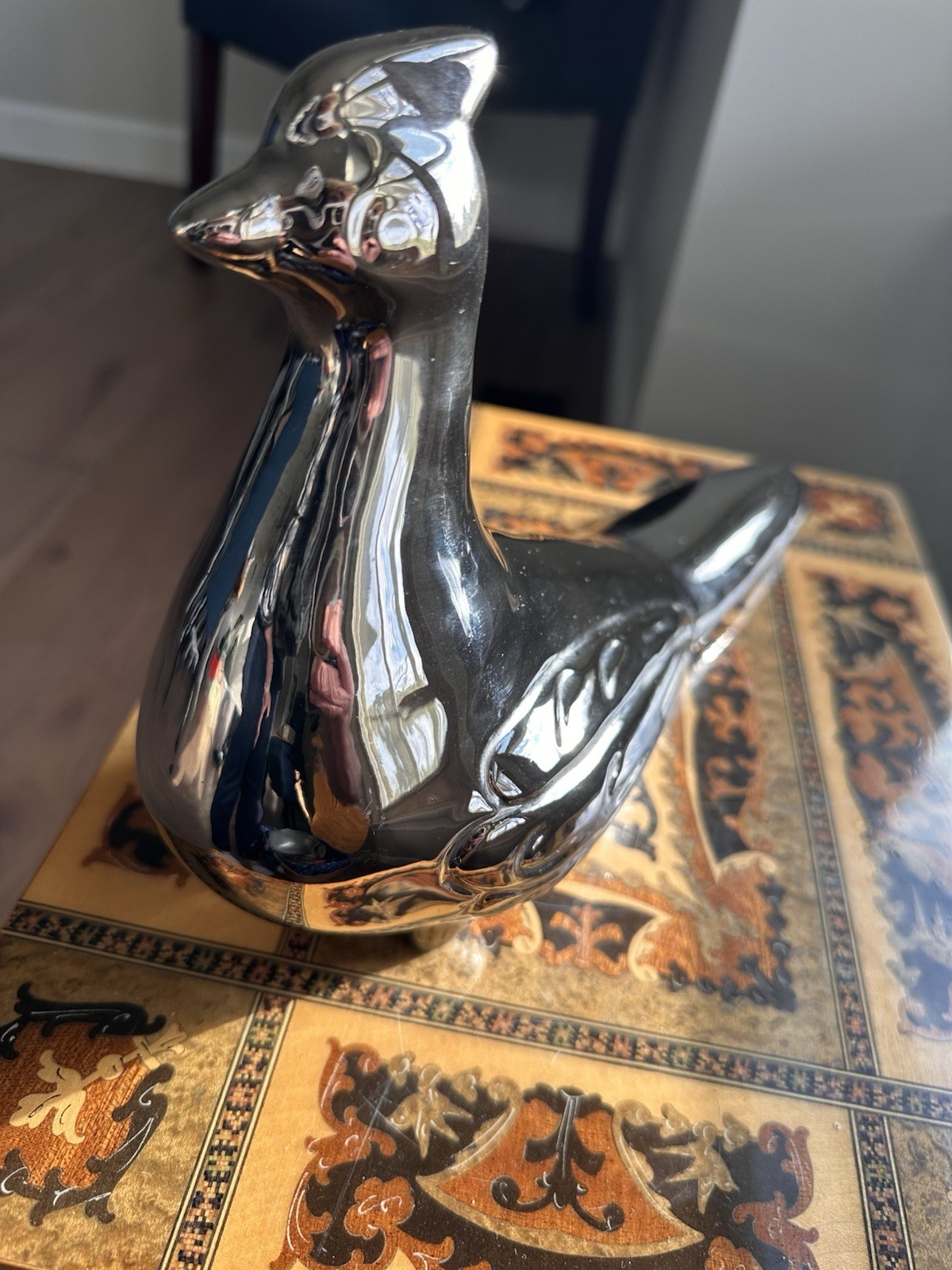 Chrome Pheasant Bird Mid Century Modern Jaru California Pottery FAST SHIP