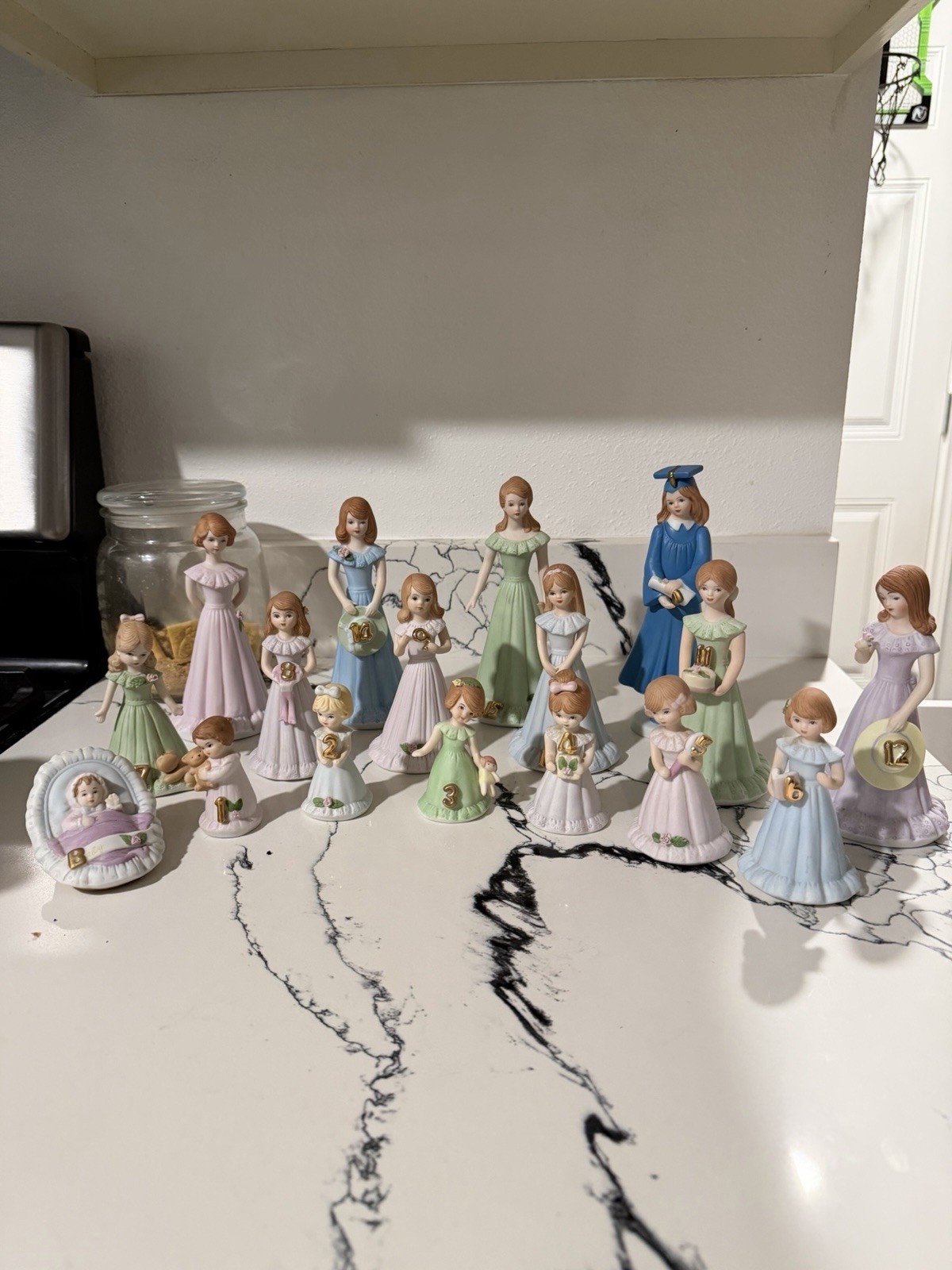 Enesco Growing Up Girls Porcelain Birthday Figurines Multicolor 1980s Collection
