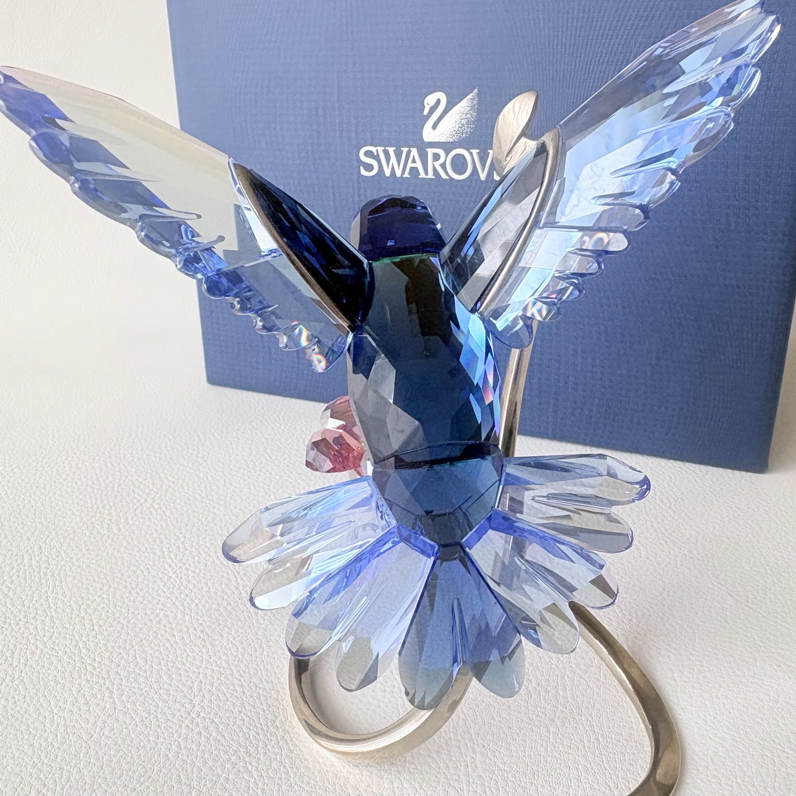 Swarovski Paradise Birds Hummingbird Rose Flower 1188779 Boxed Tail Restored