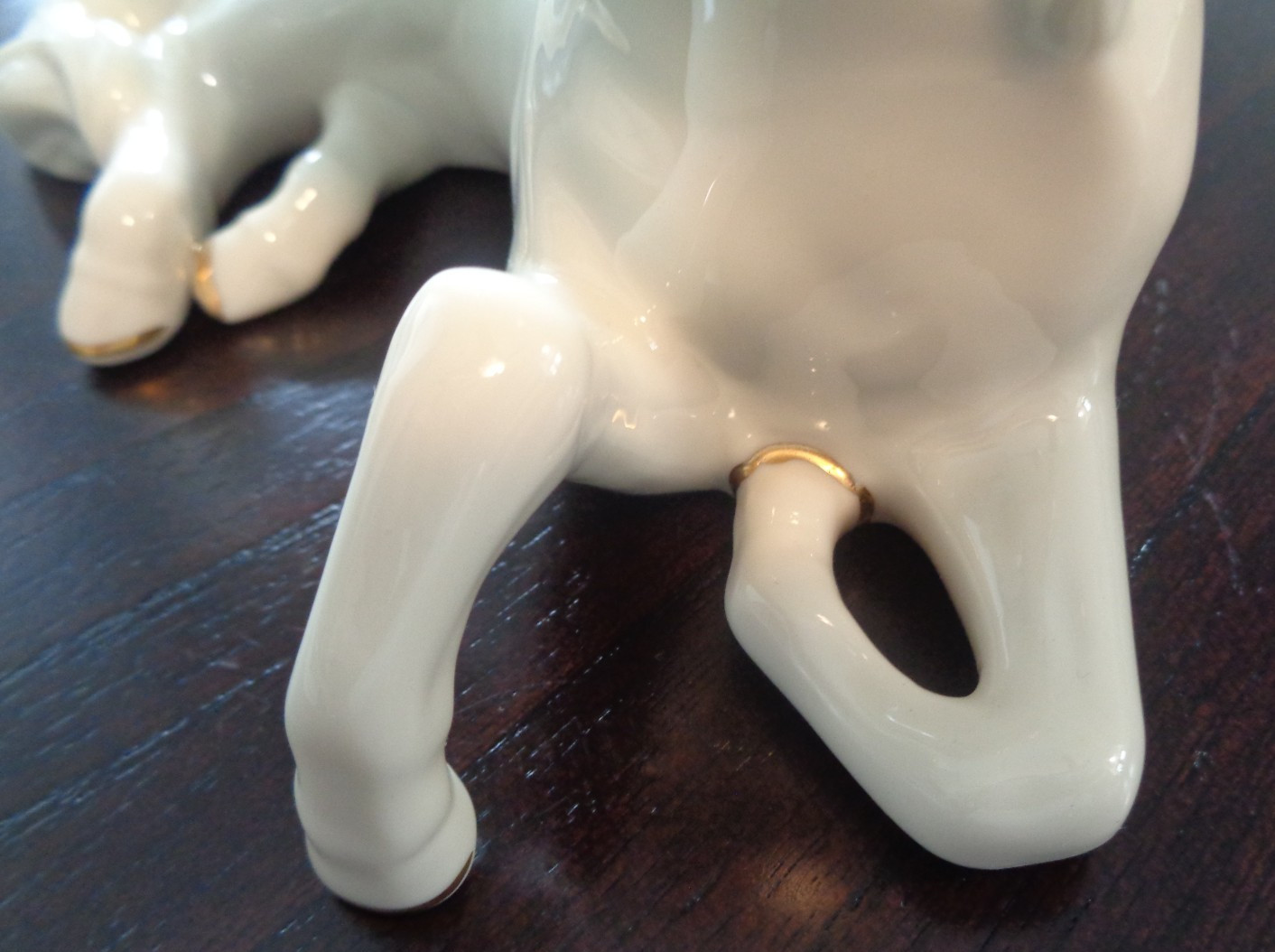 EXQUISITE VINTAGE LENOX CHINA UNICORN STATUE w/GOLD HORN & HOOVES-ORIGINAL TAG