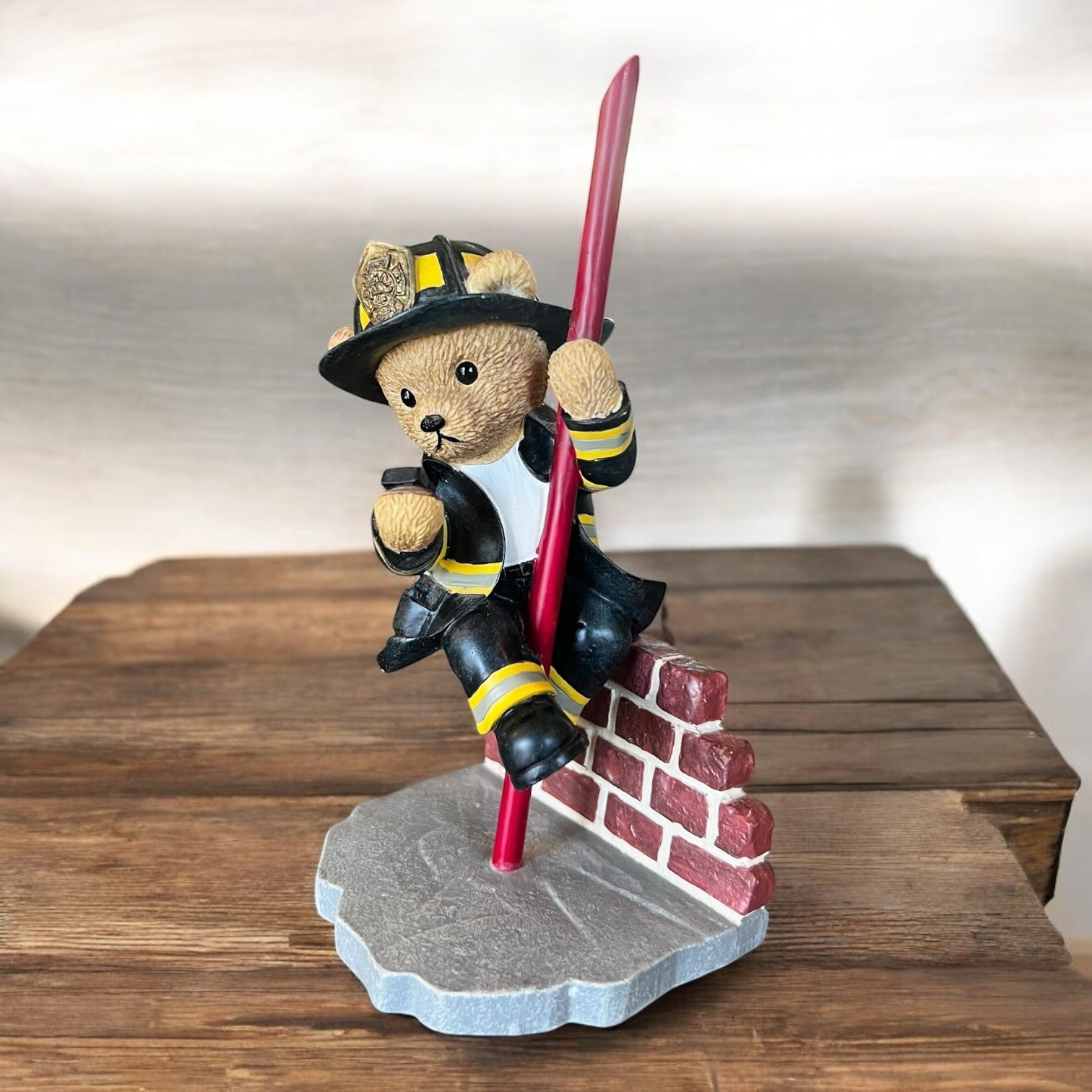 The Hamilton Collection ” SLIDING INTO ACTION ” Firefighter Bear
