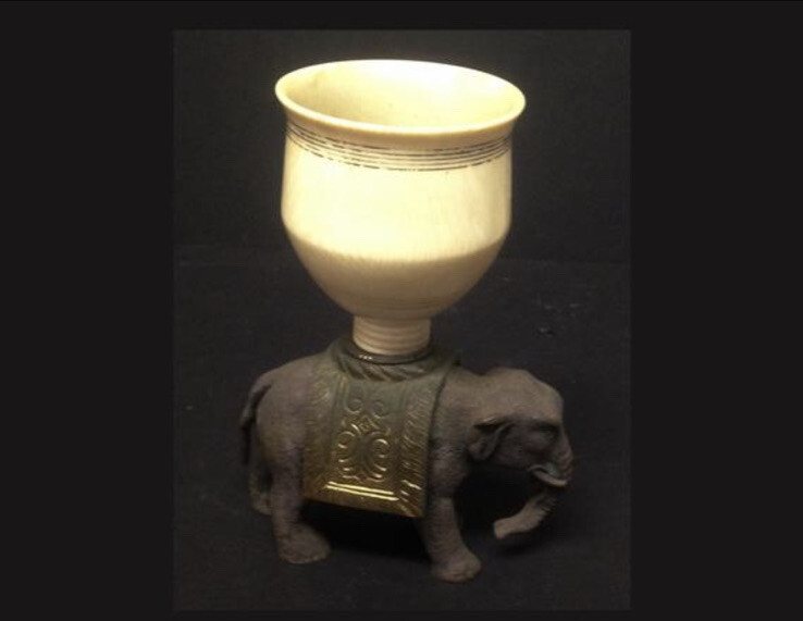Metal Elephant With Receptacle Vase On Back 5” High, 1lb