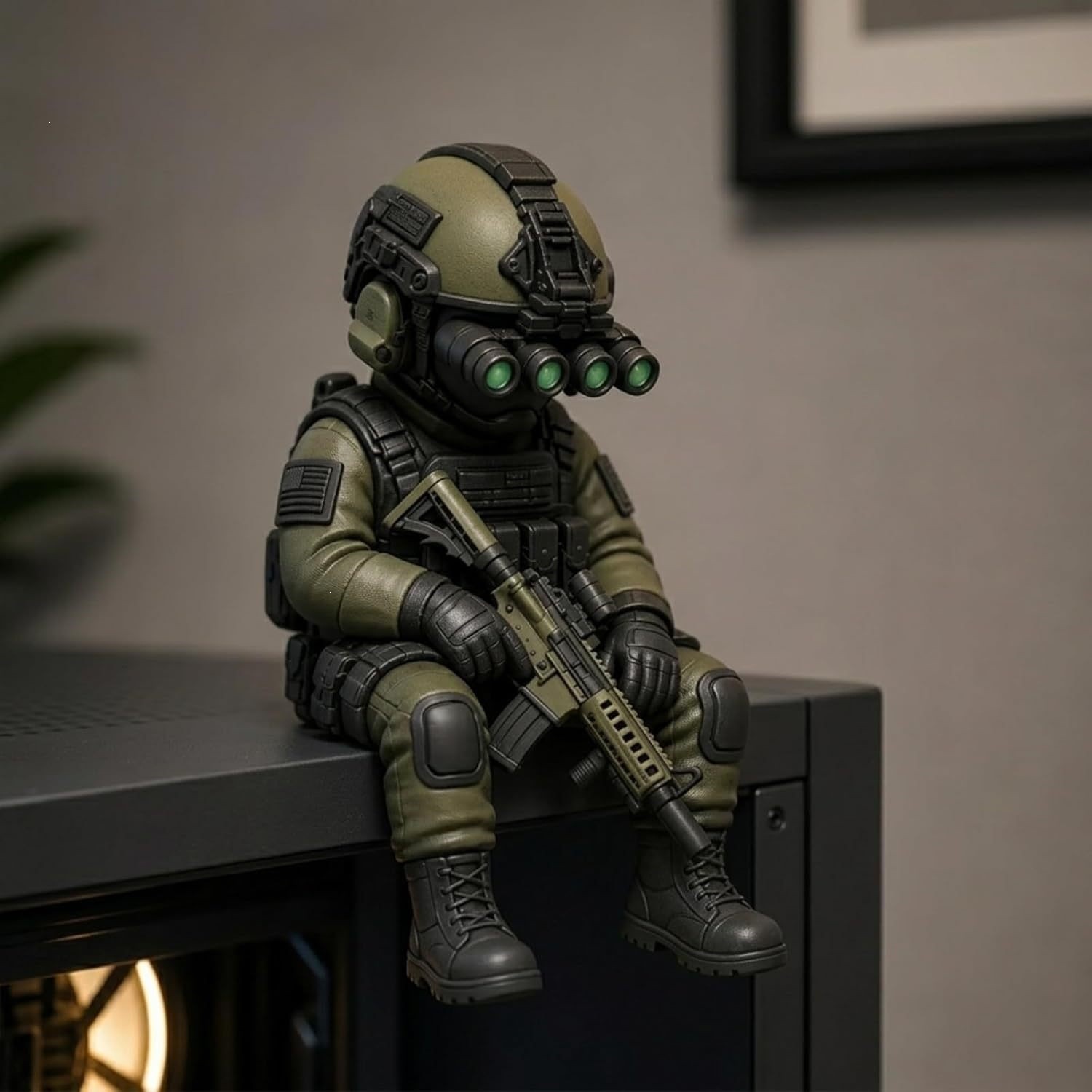 2pcs Olive Green Tactical Mini Soldier Model Home Decor