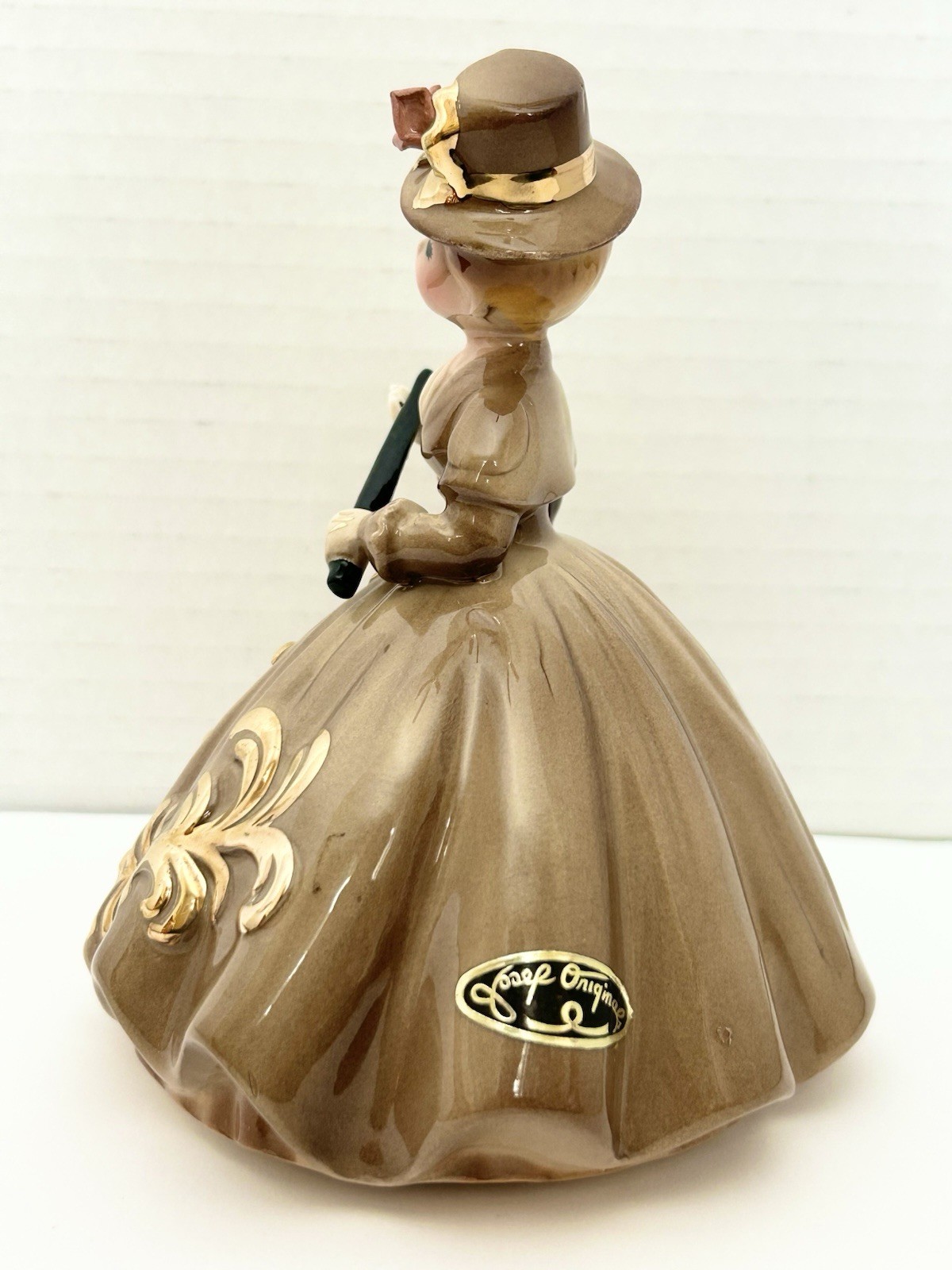 Vintage Josef Originals Holiday in England Lady in Brown & Gold Dress Figurine