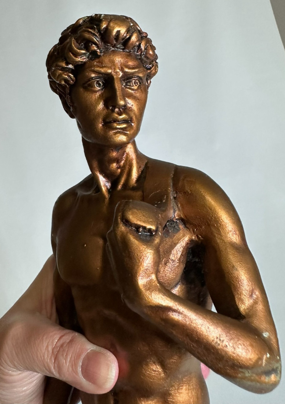 VTG A Santini Italy David Statue 16″ Bronze Tone Michelangelo Sculpture Figure