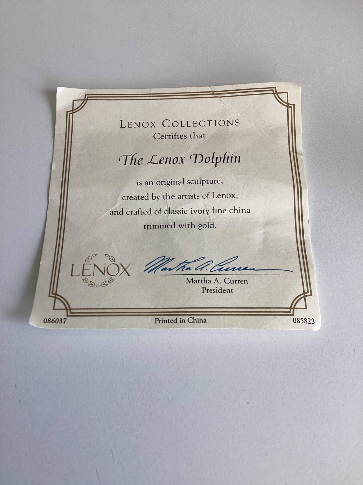 Lenox Jumping Waves Dolphin 4″ Ivory Bone China w/ 24 K Gold Trim Free Shipping