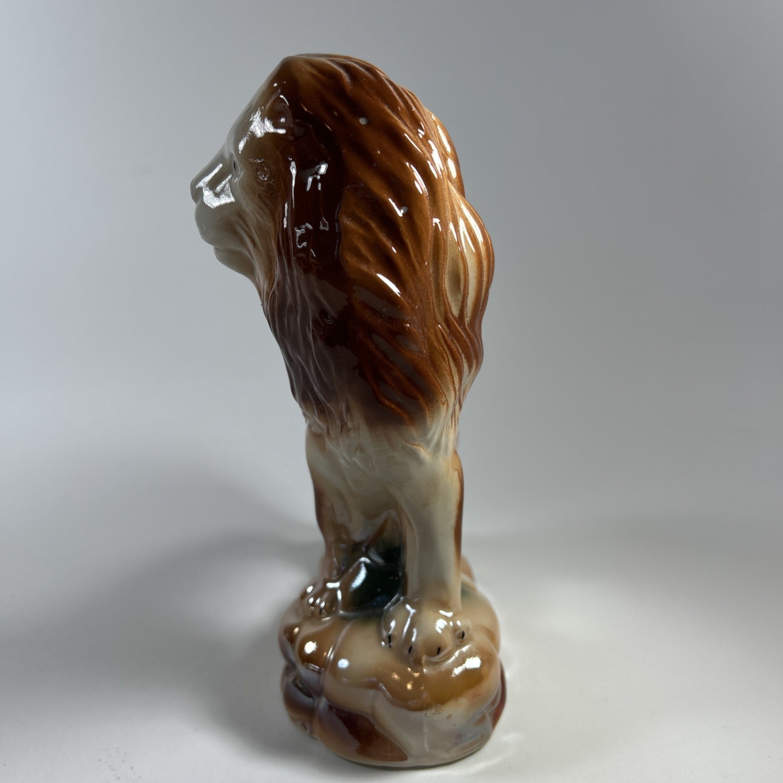 Vintage Mid Century Lusterware Lion Figurine Made In Brazil Figure