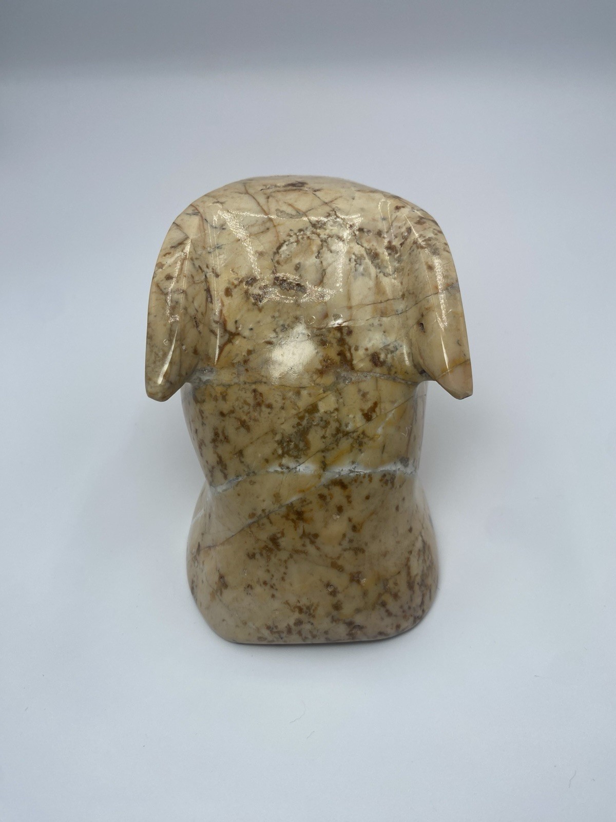Solid Stone Hand Carved Jaguar Cougar Head Cat Sculpture 3.75”
